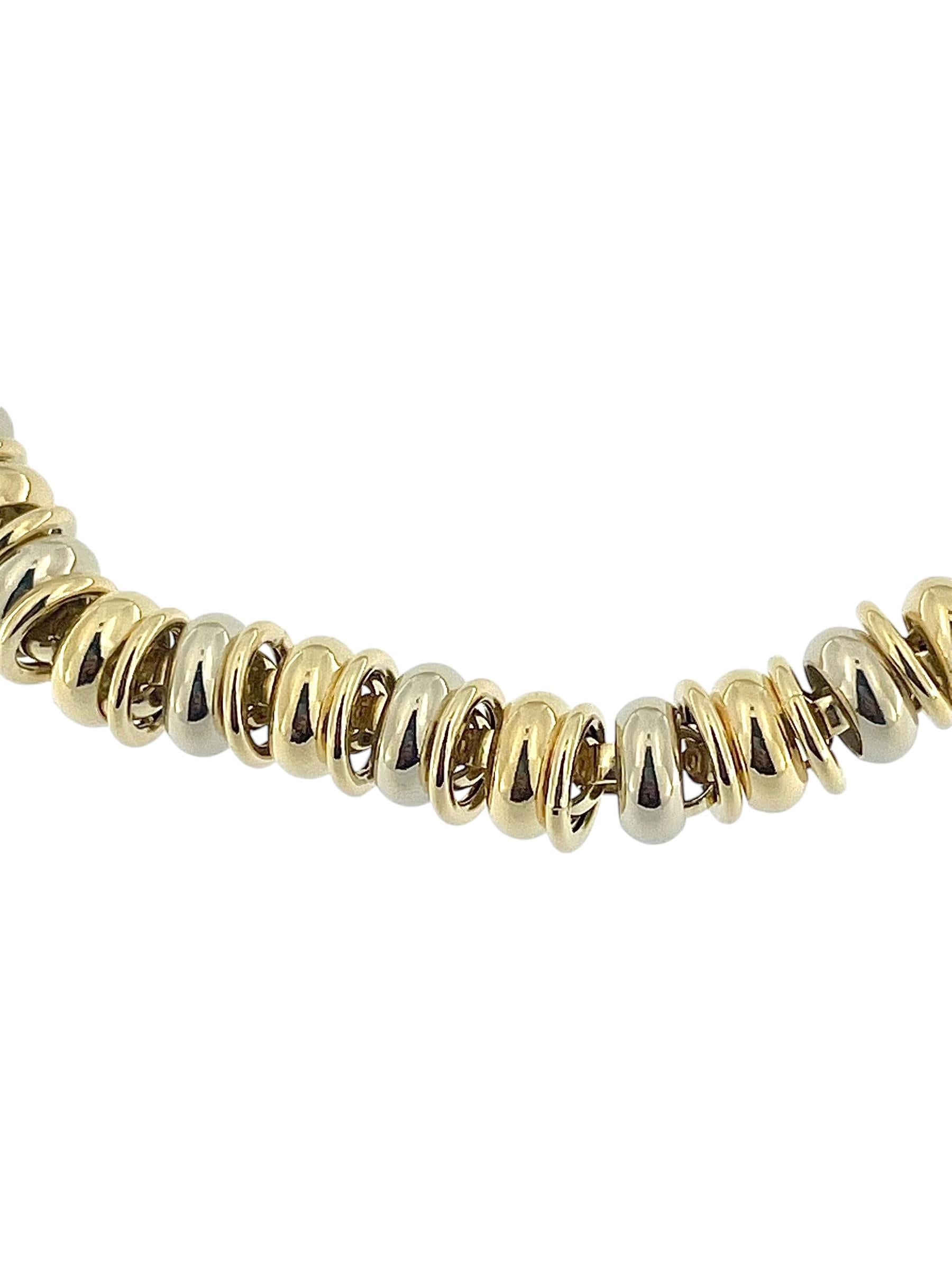 Women's or Men's Urbino Yellow and White Gold Tubular Necklace For Sale