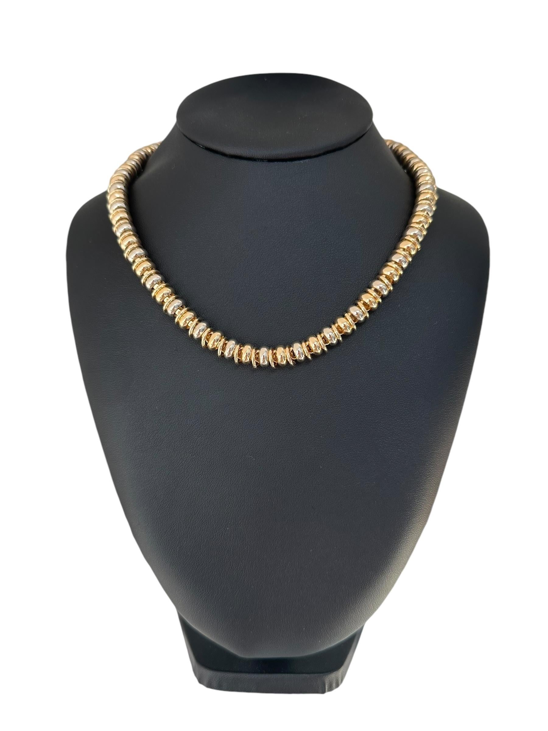 Urbino Yellow and White Gold Tubular Necklace For Sale 2