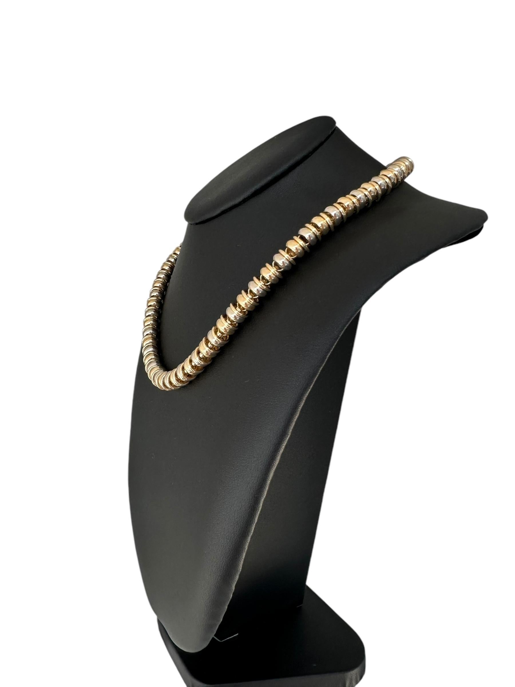Urbino Yellow and White Gold Tubular Necklace For Sale 3