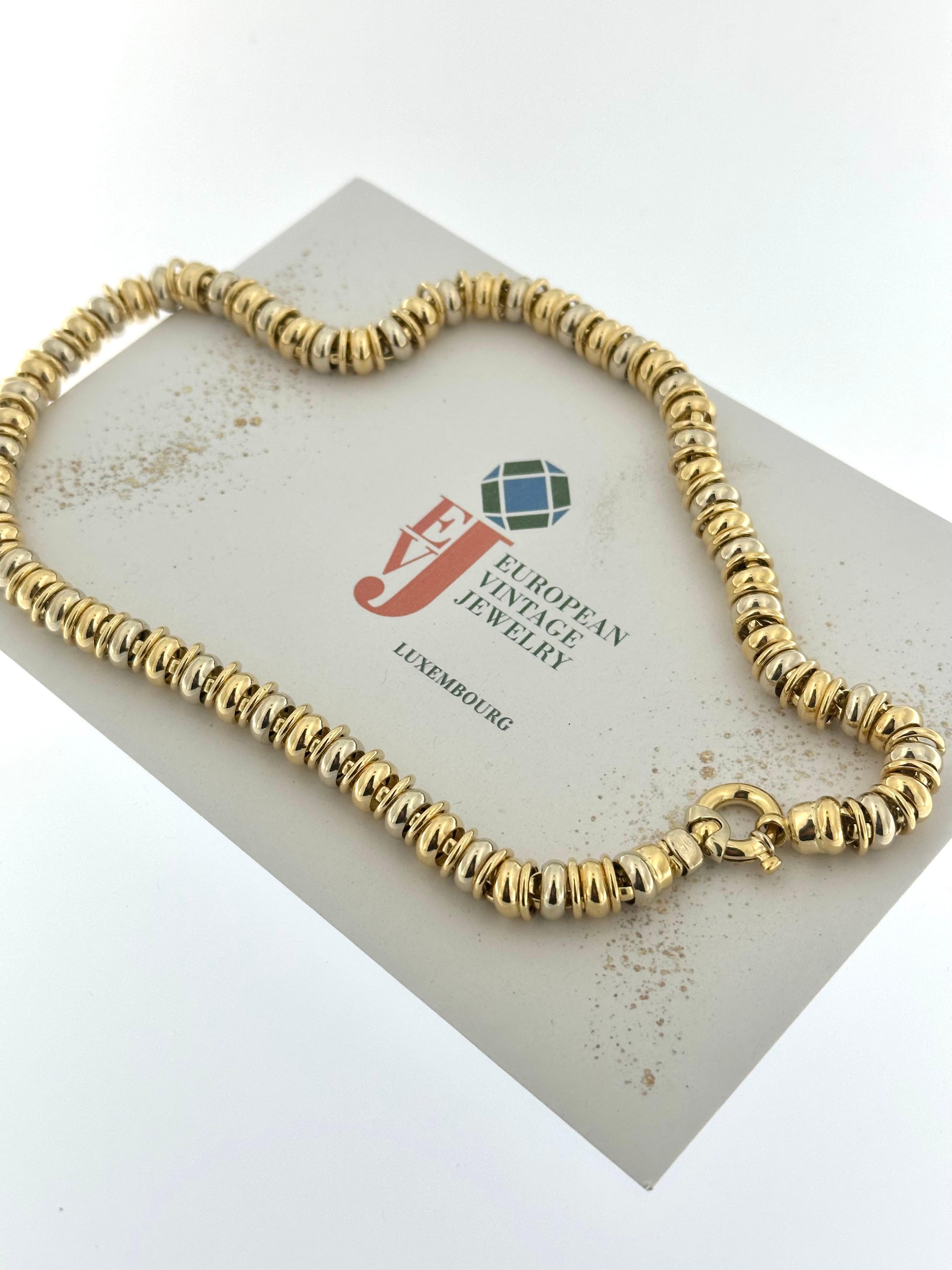 Urbino Yellow and White Gold Tubular Necklace For Sale 4