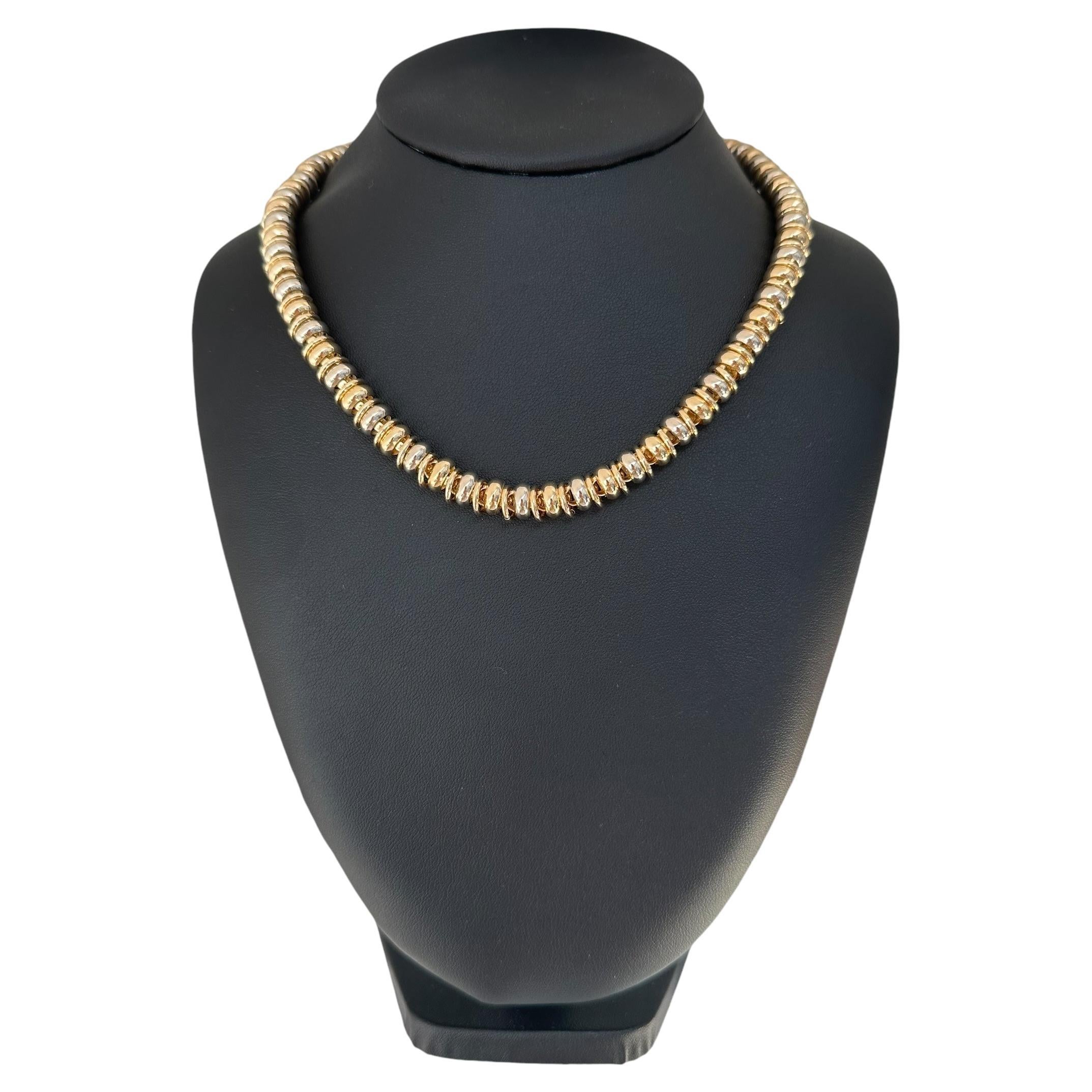 Urbino Yellow and White Gold Tubular Necklace For Sale