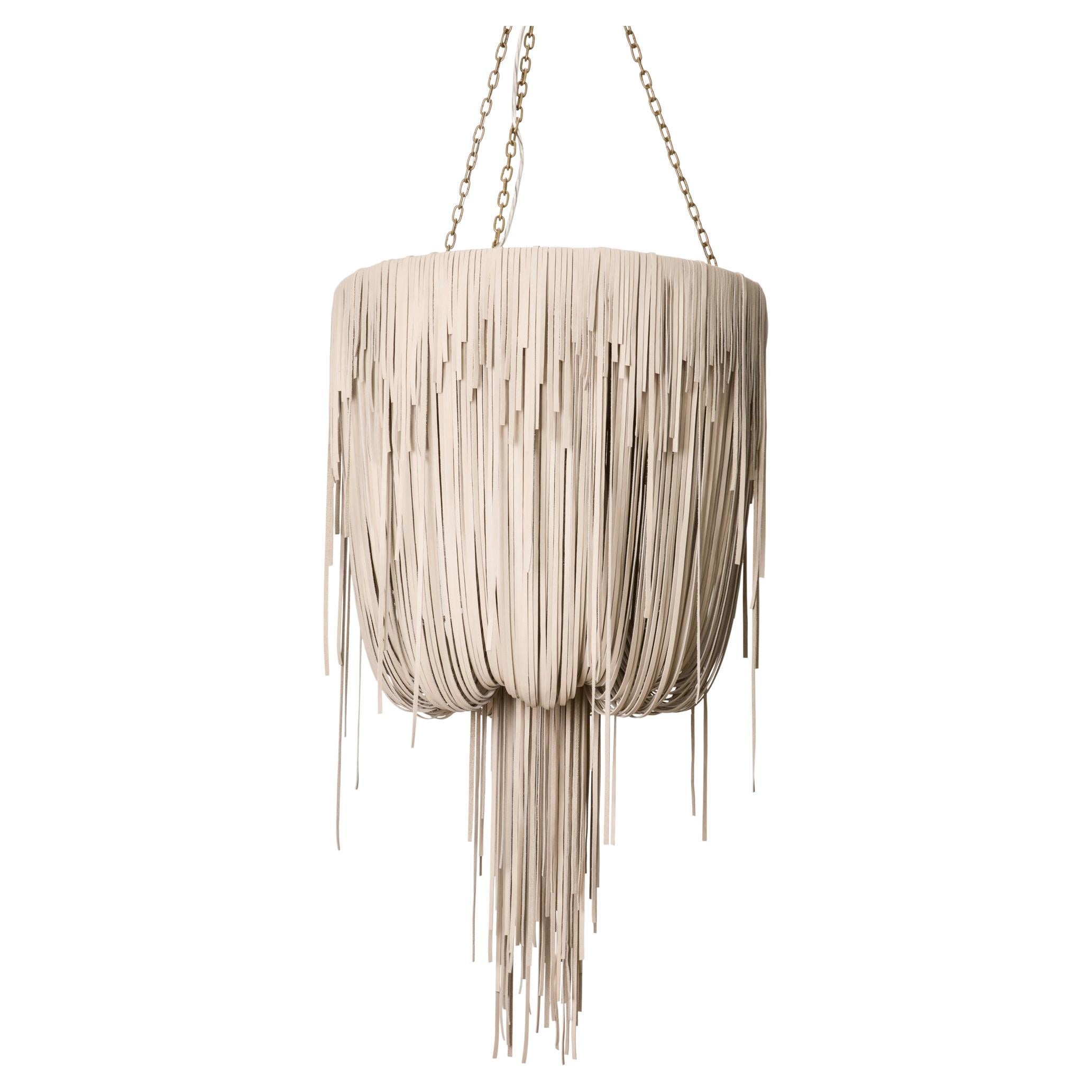 Chandelier - Small Urchin in Cream-Stone Leather For Sale