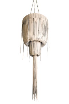 Chandelier - Leather Urchin Medium Double-Ball in Cream-Stone