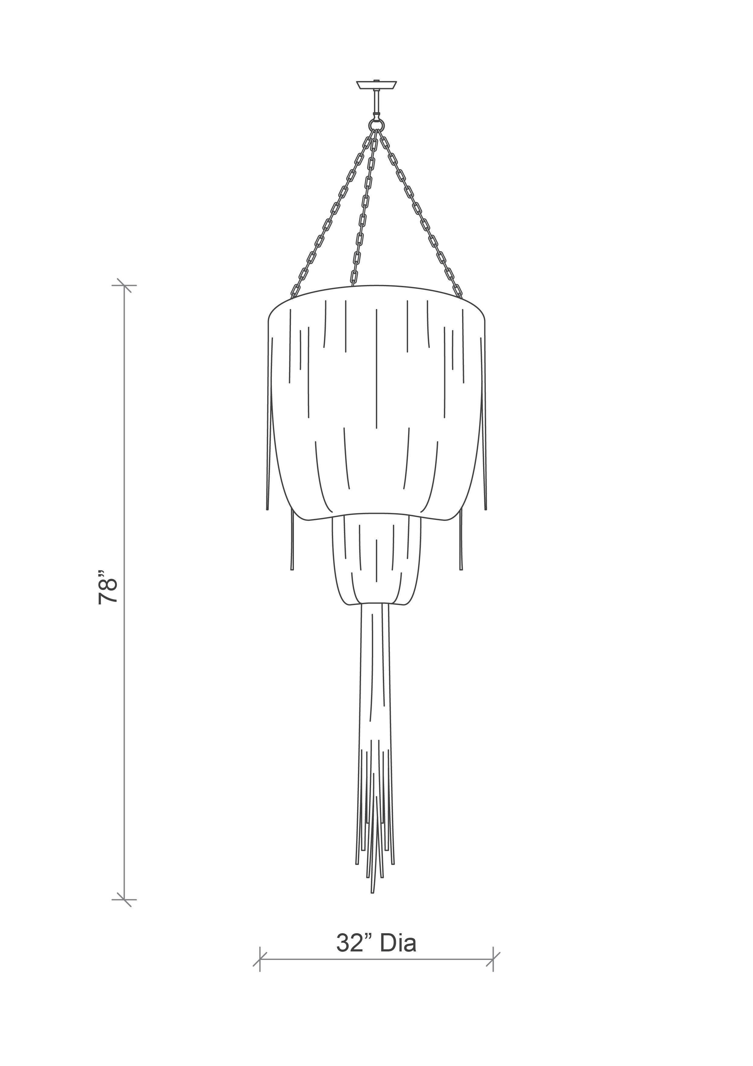 Chandelier - Leather Urchin Medium Double-Ball in Cream-Stone  For Sale 1