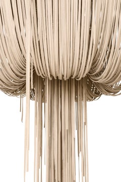 Urchin Leather Chandelier, Medium in Cream-Stone Leather