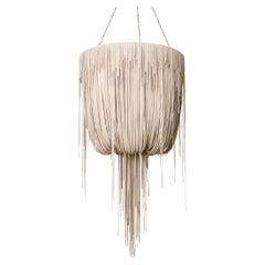 Urchin Leather Chandelier, Medium in Cream-Stone Leather