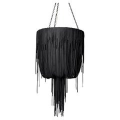 Urchin Leather Chandelier, Small in Black Leather