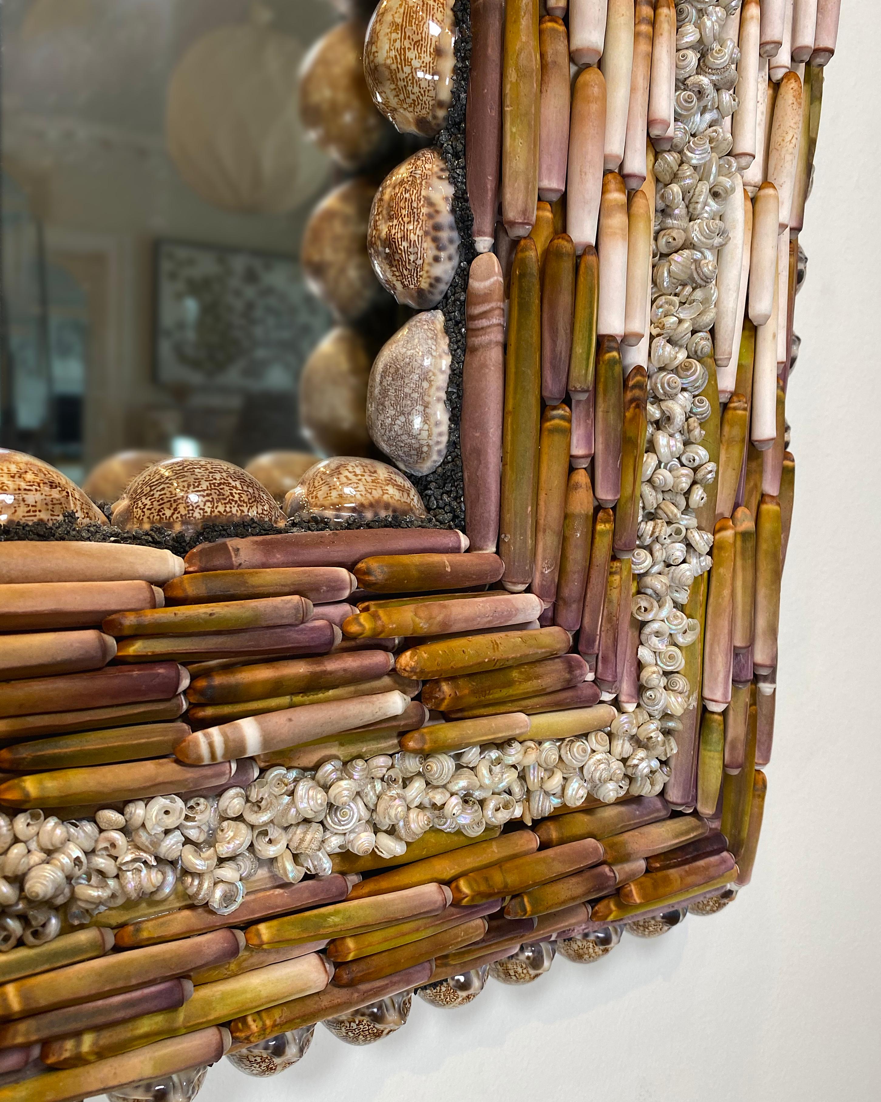 Swedish Urchin Pearls, Unique Shell Mirror by Shellman Scandinavia For Sale