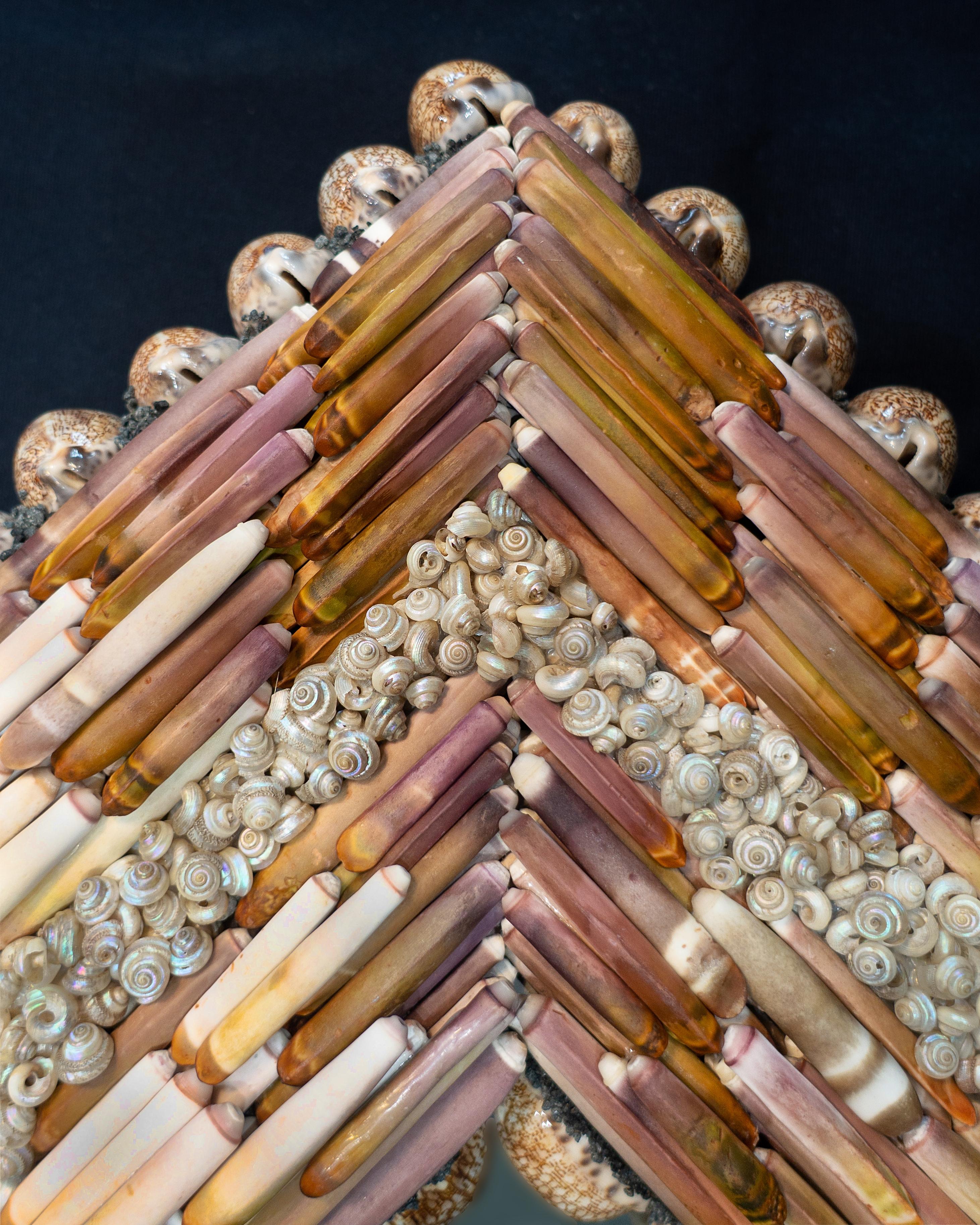 Hand-Crafted Urchin Pearls, Unique Shell Mirror by Shellman Scandinavia For Sale