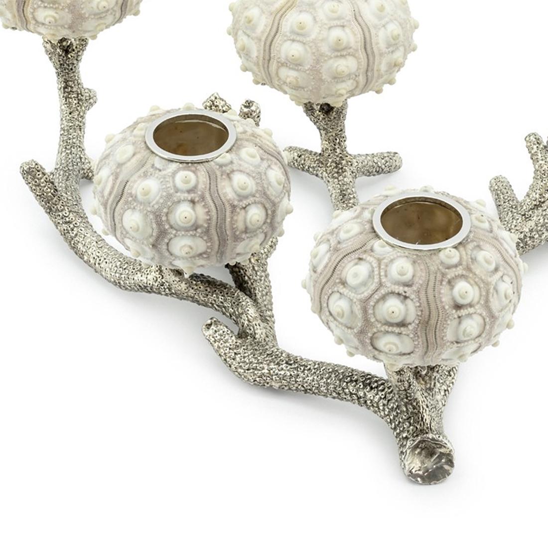 Hand-Crafted Urchins Candleholder Silver Plated For Sale