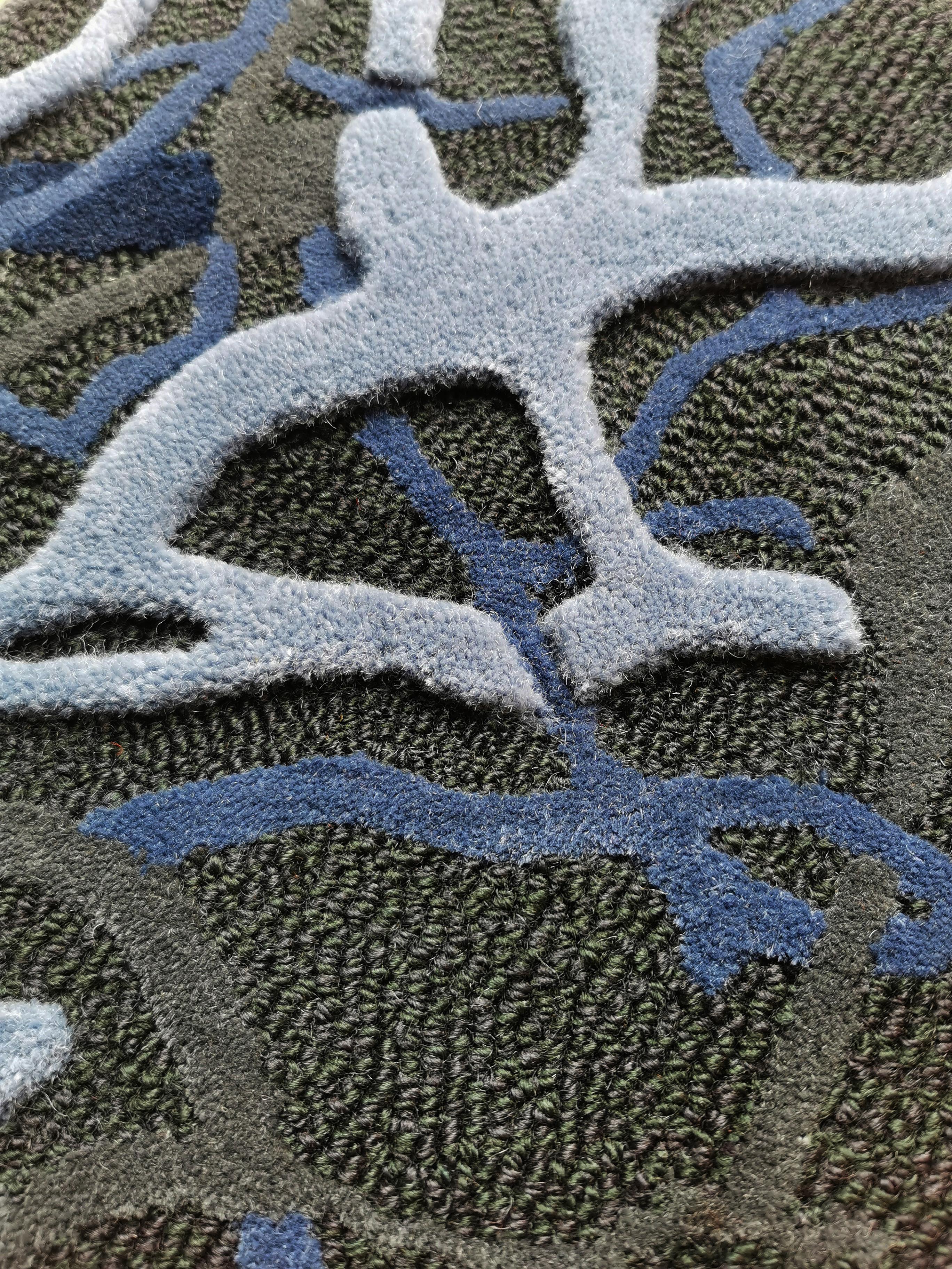 Post-Modern Urd Blue Rug by Volver Studios For Sale