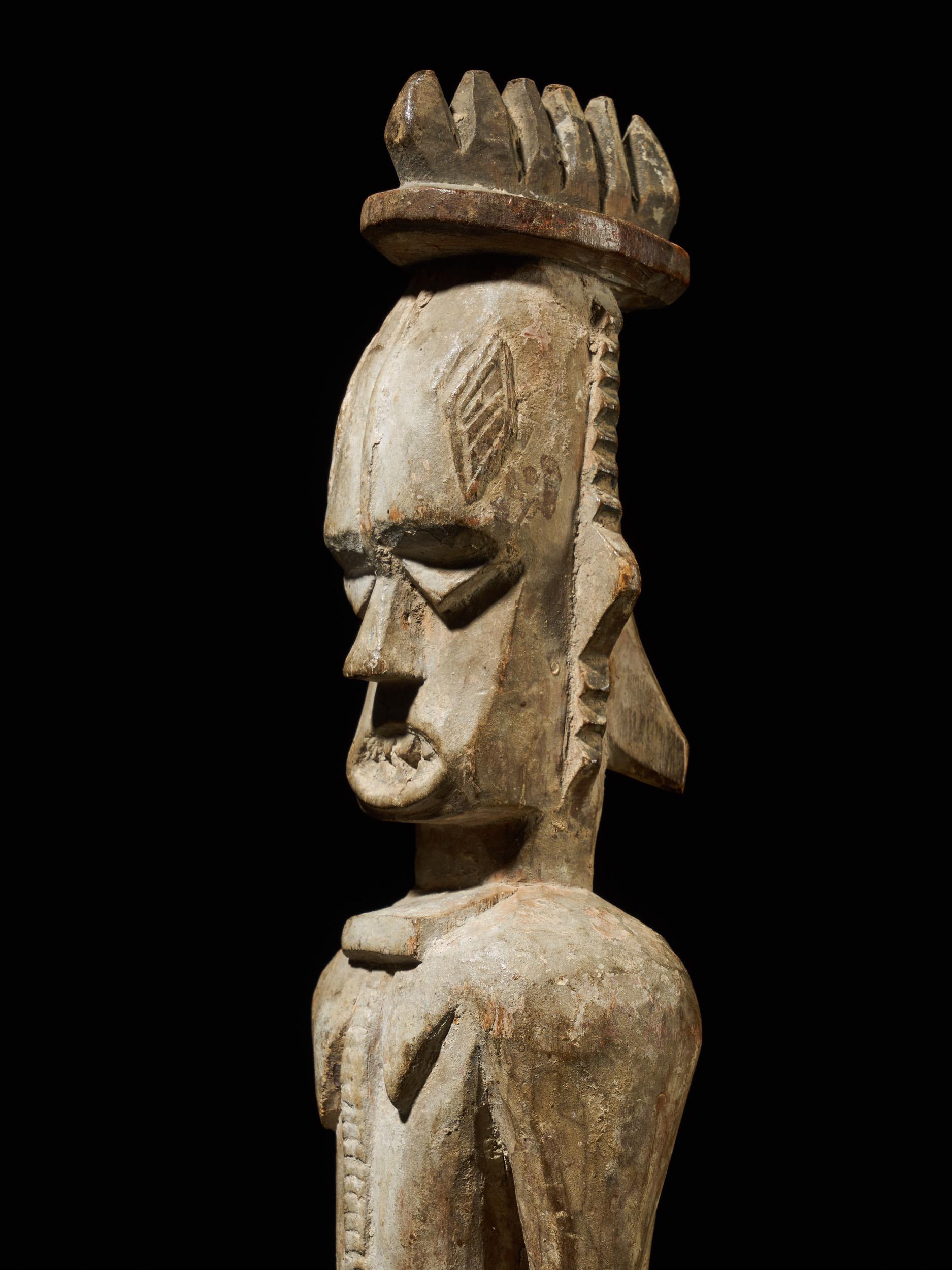 Nigerian Urhobo People, Nigeria, Family Ancestor Statue with Rests of Kaolin