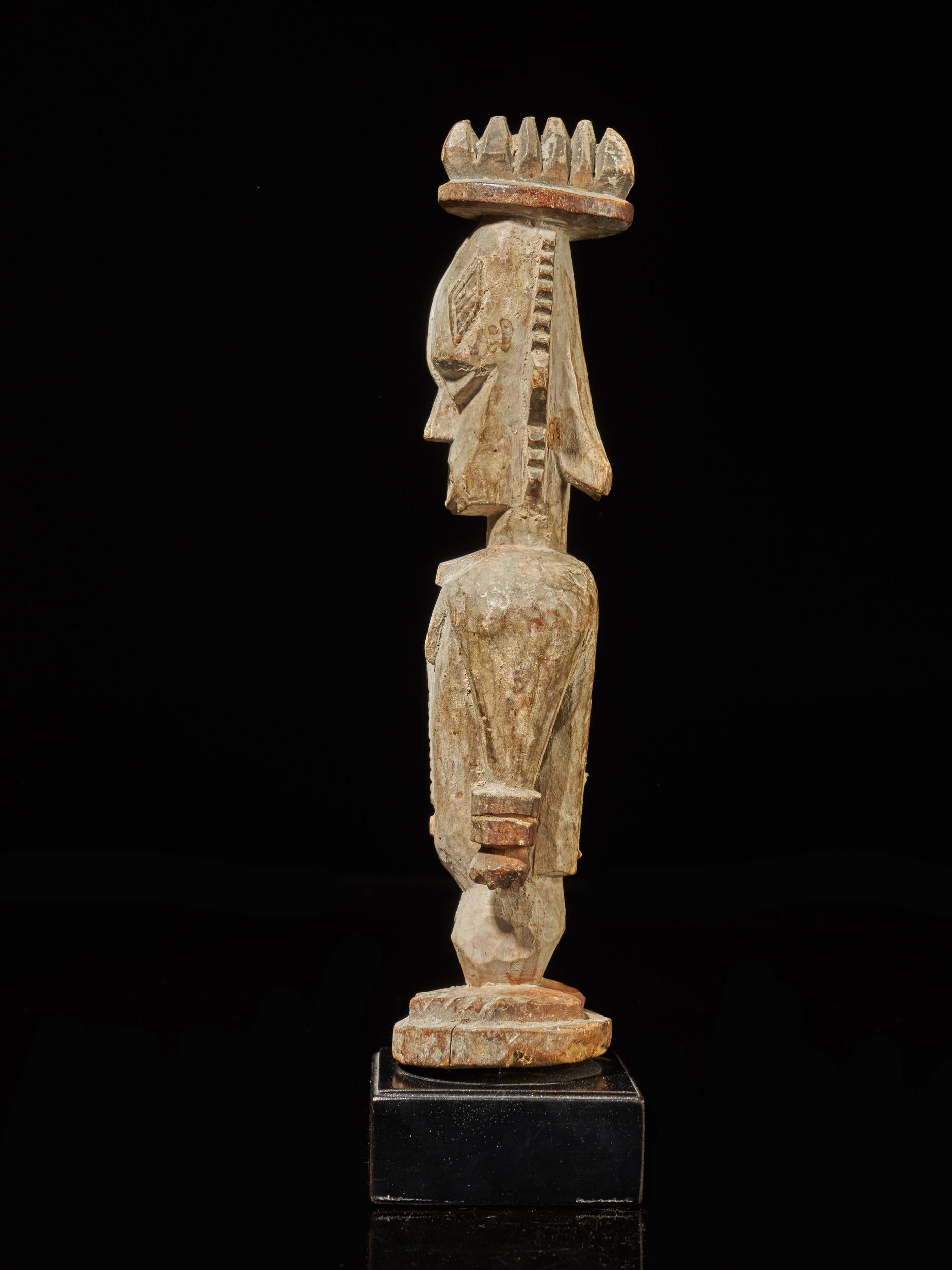 20th Century Urhobo People, Nigeria, Family Ancestor Statue with Rests of Kaolin