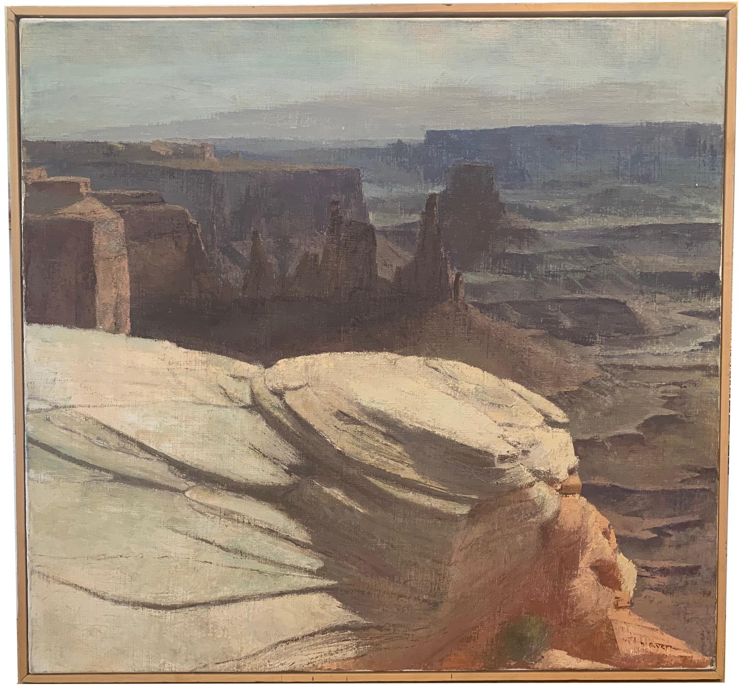 Landscape Painting Uri Blayer - Désert puissant " Paysage contemporain de montagne en techniques mixtes