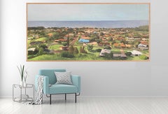 Kauai - Grande dipinto panoramico sull'oceano e sul paesaggio  Olio su tela