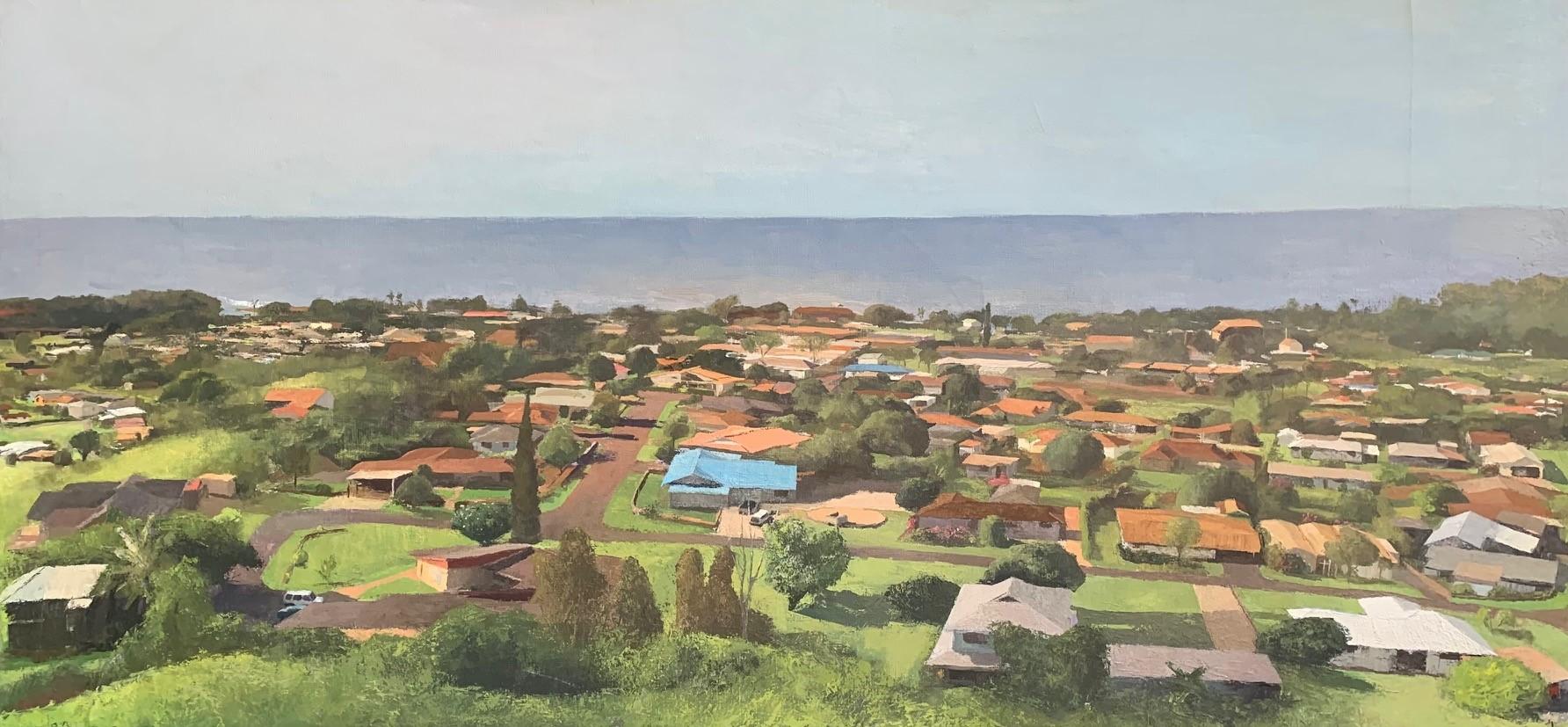 Uri Blayer Landscape Painting - 'Kauai Large Panoramic Landscape & Ocean Painting  Oil on Canvas 