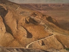 « Le chemin du serpent, Masada », paysage de réalisme impressionniste de Uri Blayer