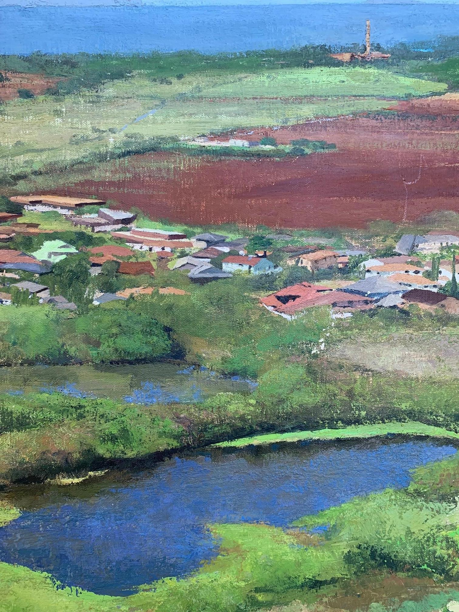 ‘Afternoon In Kauai'  Large Panoramic  Landscape  Oil On Canvas - Brown Landscape Painting by Uri Blayer