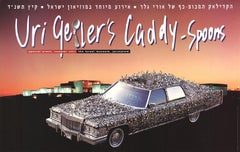 Vintage 1994 After Uri Geller 'Caddy - Spoons' Orange,Gray,Black,Green Offset Lithograph