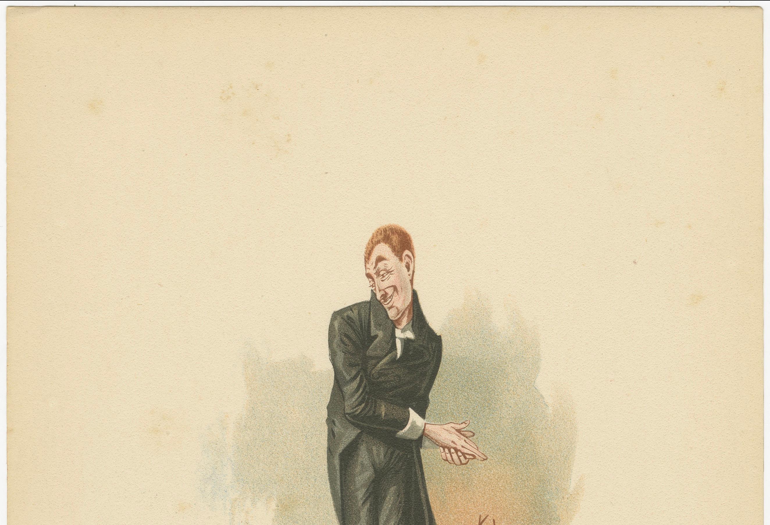 Uriah Heep aus David Copperfield - Dickens Charakter Lithographie von Kyd, um 1889

Beschreibung:
Diese ausdrucksstarke Lithografie zeigt den berüchtigten unterwürfigen Uriah Heep aus *David Copperfield* (1849-50) von Charles Dickens, illustriert