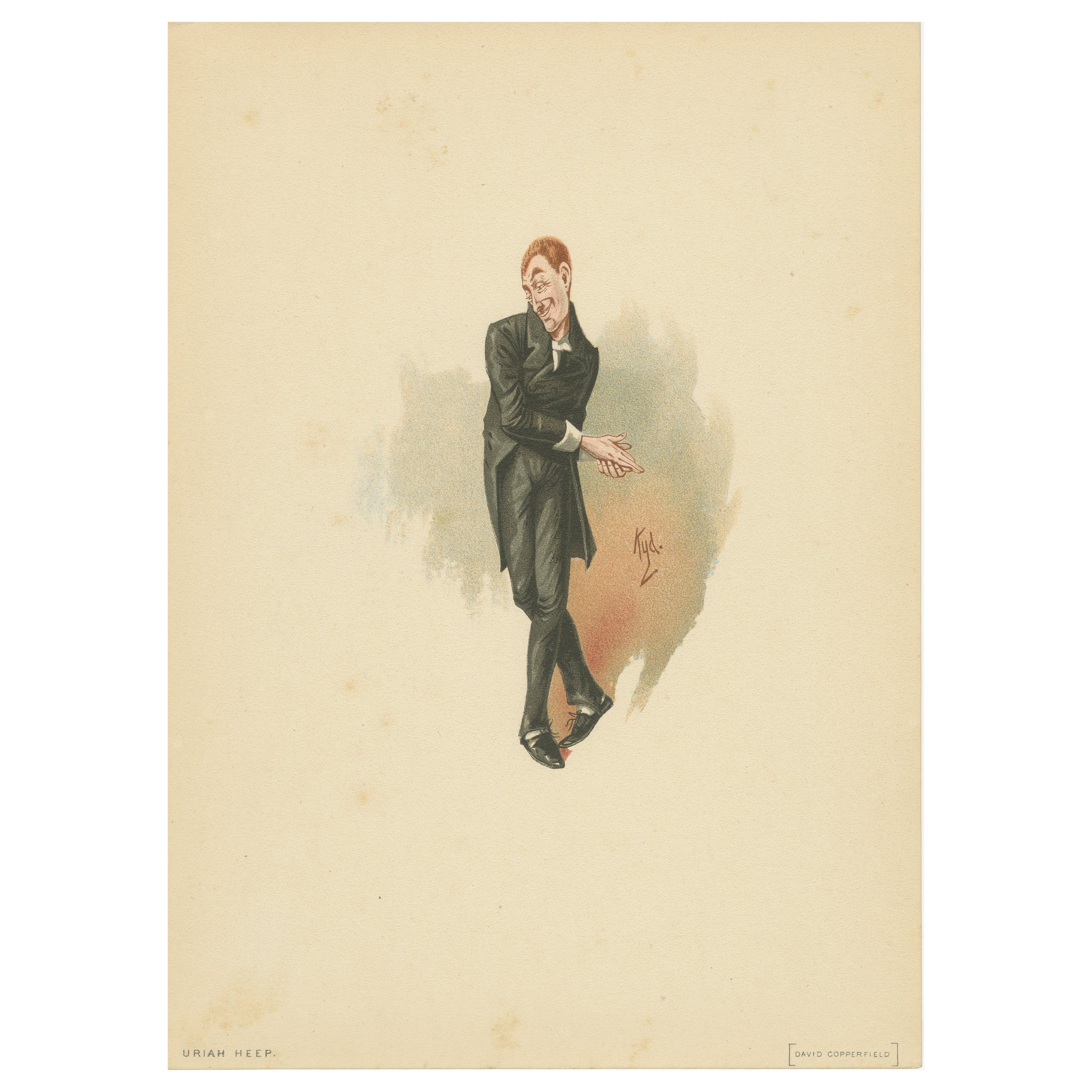 Uriah Heep da David Copperfield - Litografia del personaggio di Dickens realizzata da Kyd, 1889 ca.