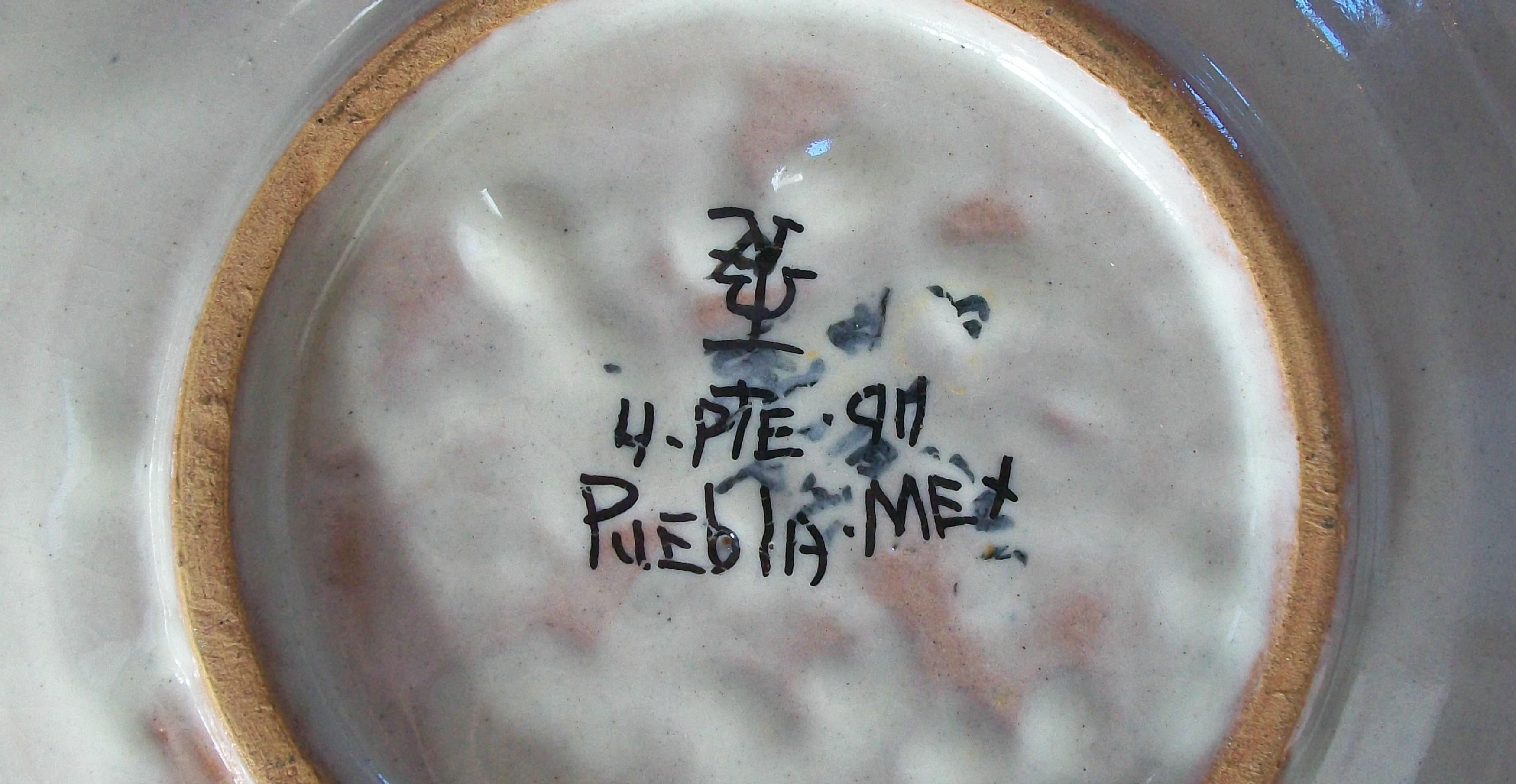 URIARTE TALAVERA - Plato de Cerámica Pintado a Mano - México - Finales Siglo XX en venta 4