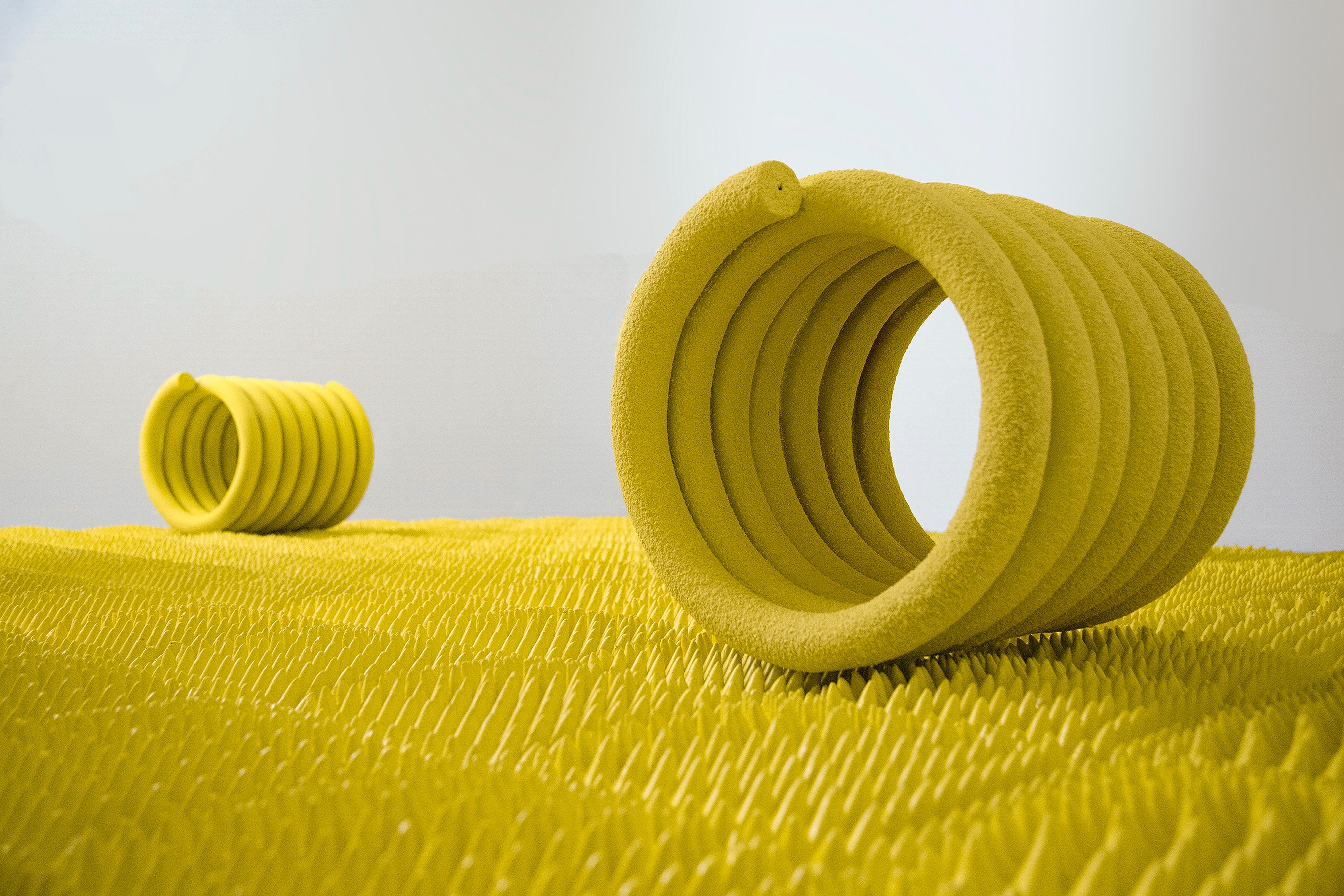 Uriel Caspi Abstract Sculpture - Yellow Coil #01