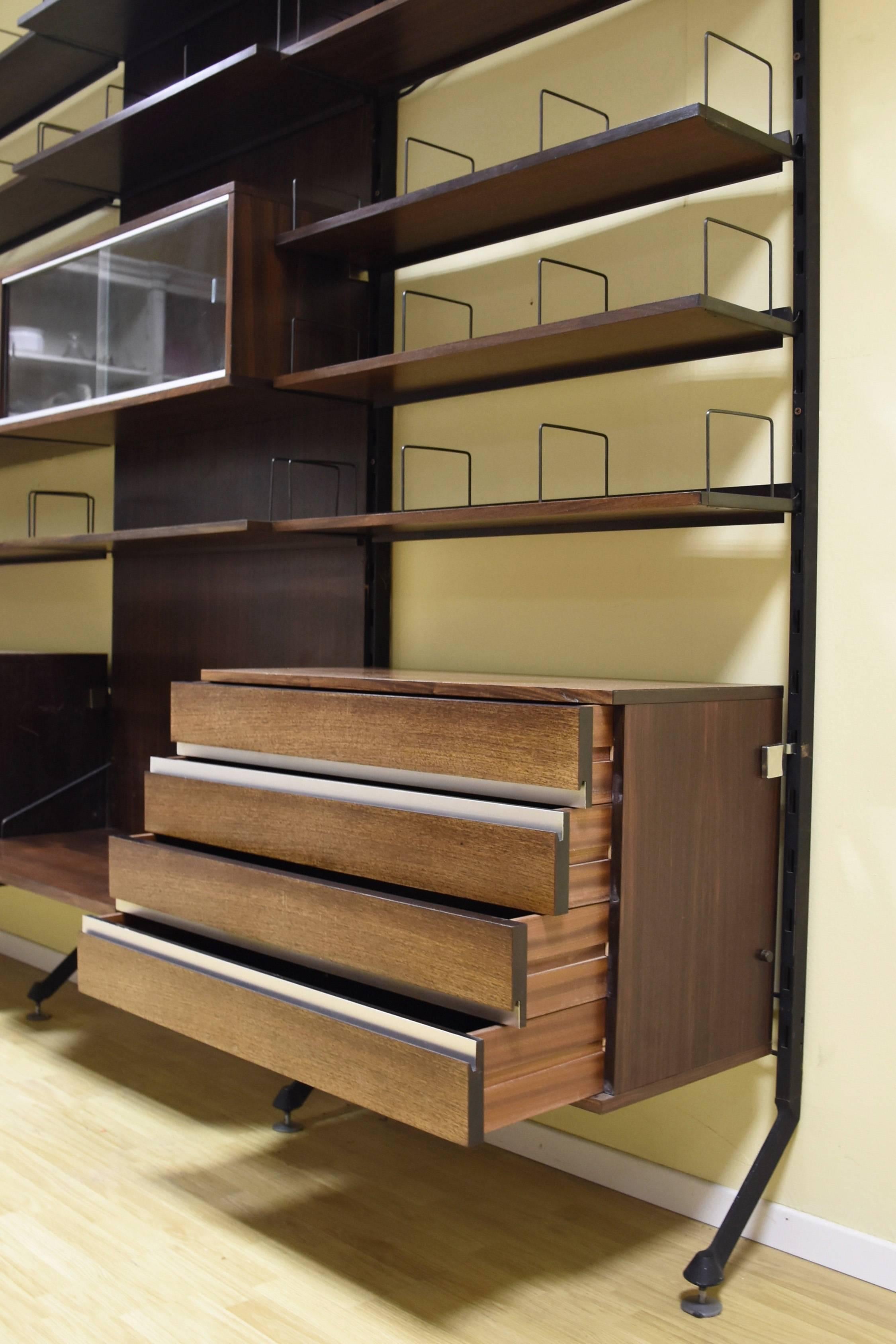 Mid-Century Modern Urio Wall System by Ico Parisi for Mim Roma, 1960s, Italy Bookcase