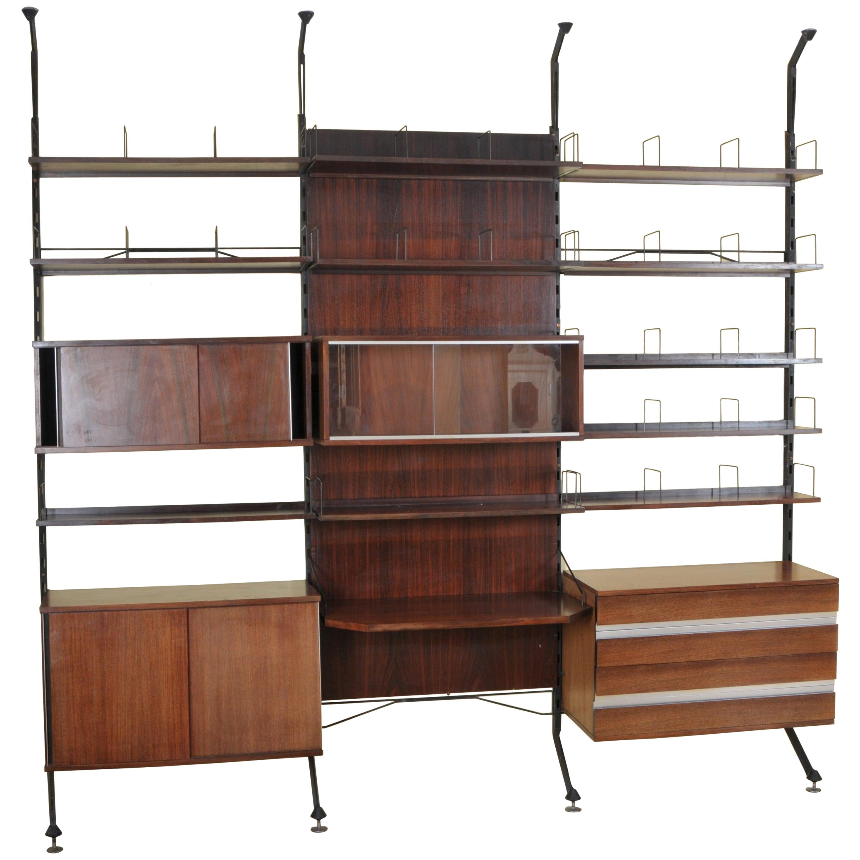 Urio Wall System by Ico Parisi for Mim Roma, 1960s, Italy Bookcase
