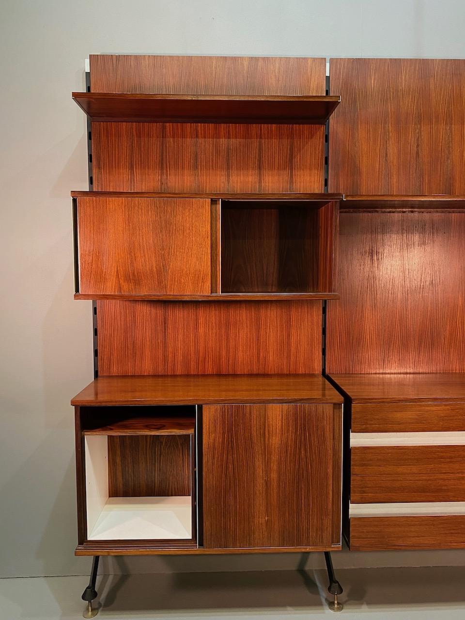 Rosewood Urio Wall System by Ico Parisi for Mim Roma, Italy, 1957 For Sale