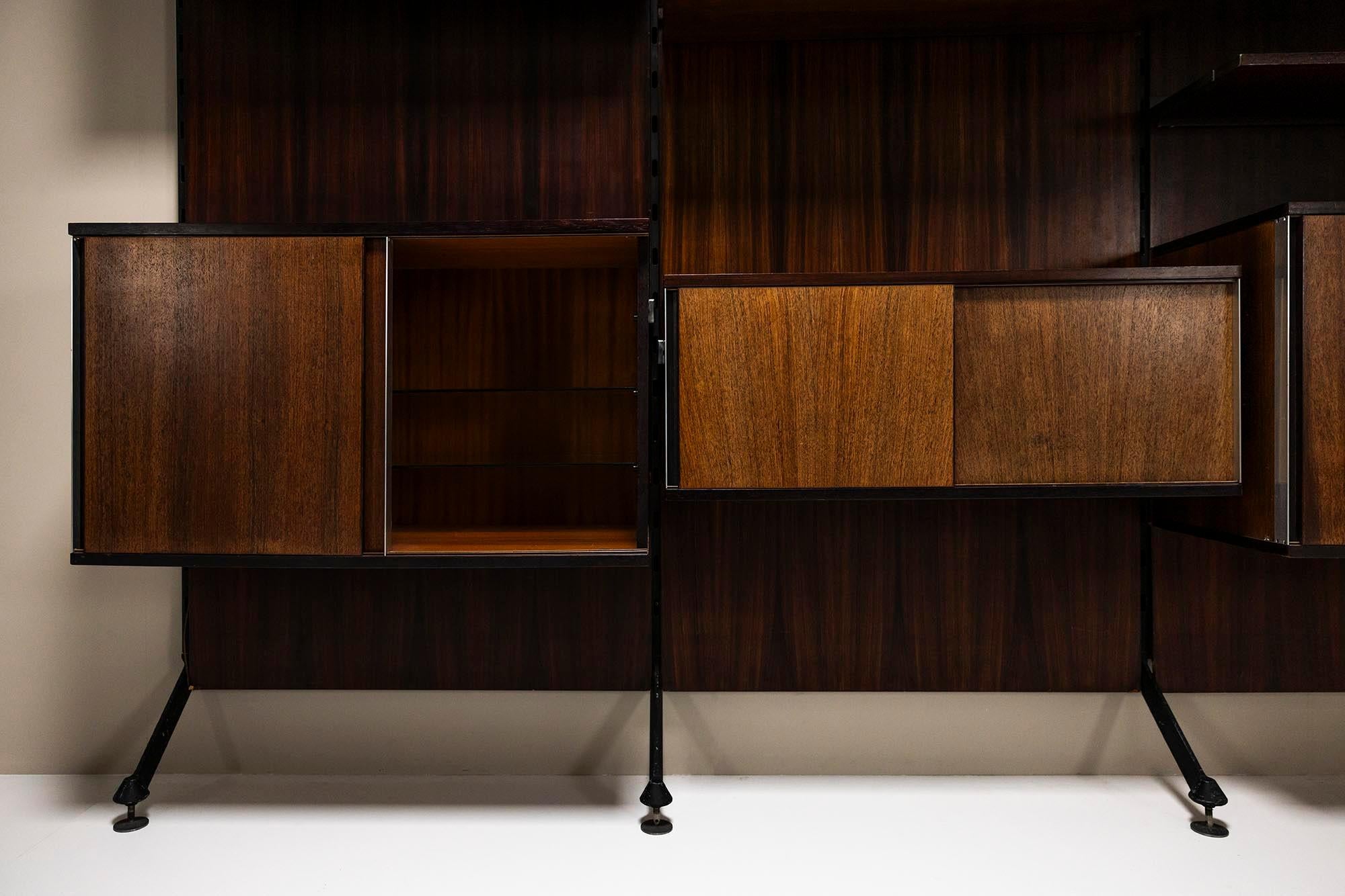 Urio Wall System in Rosewood by Ico and Luisa Parisi for MIM Roma, Italy 1957 For Sale 4