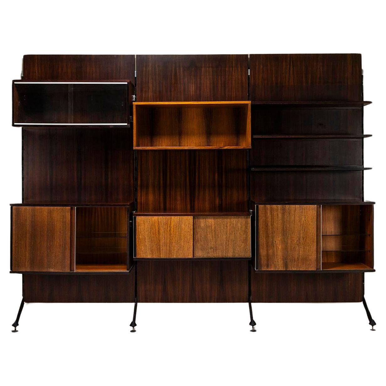 Urio Wall System in Rosewood by Ico and Luisa Parisi for MIM Roma, Italy 1957 For Sale