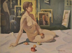 Nude, "Artist and Model, 1990" Oil on Canvas 15 3/4 x 21 1/4 Russian