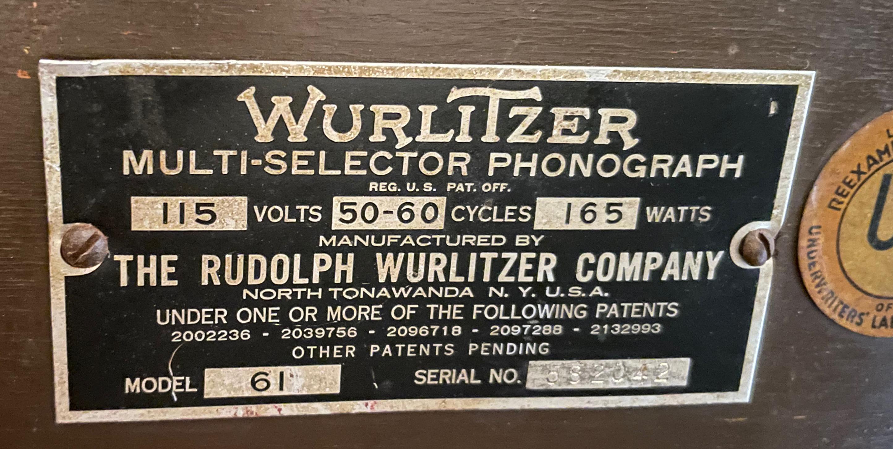 Wurlitzer 61 Countertop Jukebox Restored Working, 1939 3