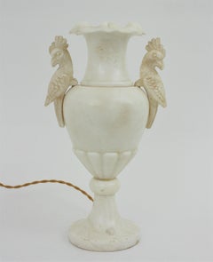 Spanish Urn Amphora Alabaster Lamp with Parrot Handles