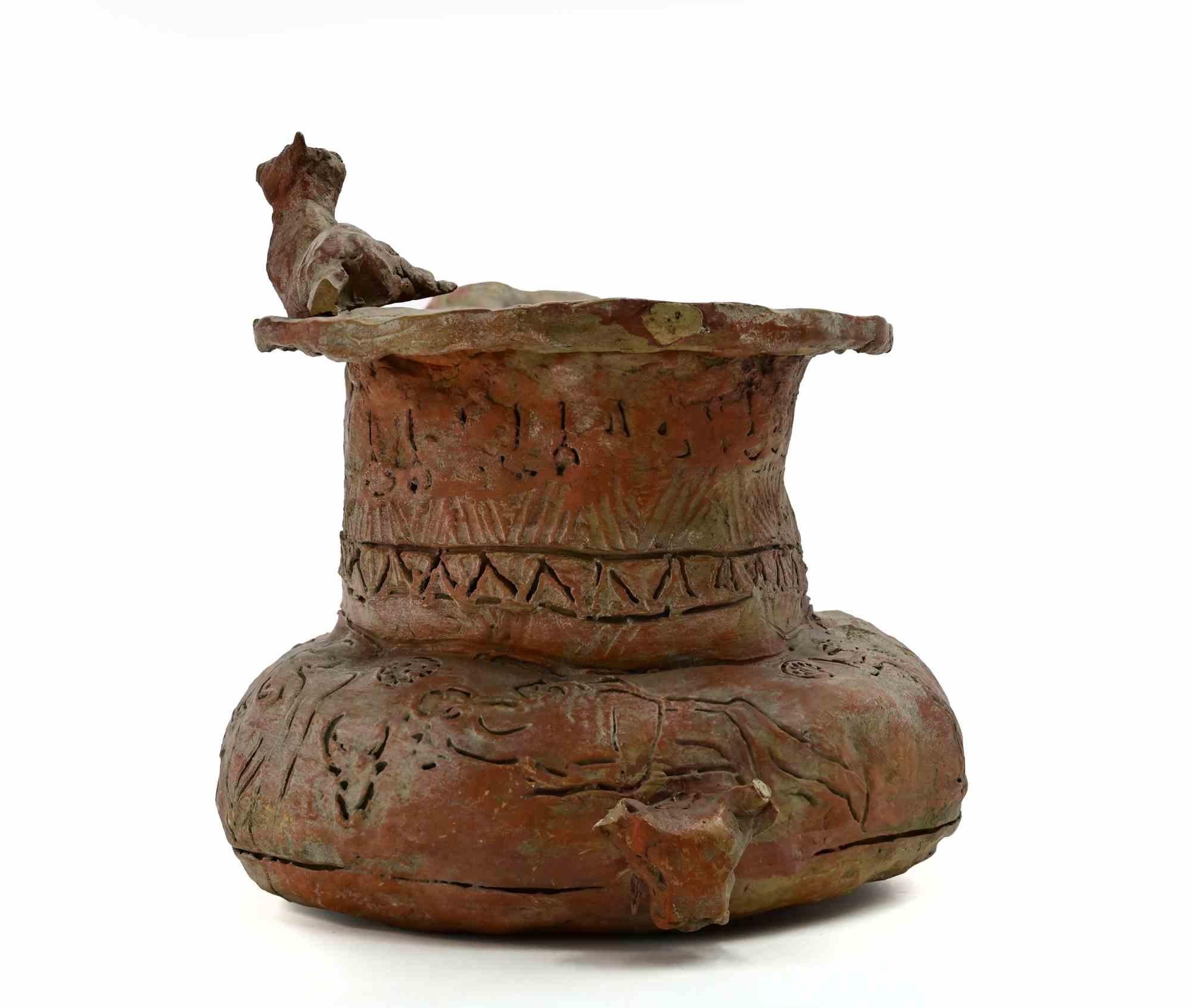 Bemalte Terrakotta-Skulptur von Sirio Pellegrini aus den 1960er Jahren.

Guter Zustand.

Sirio Pellegrini wurde am 1. März 1922 in Rom geboren und stammt aus den Abruzzen (Capestrano). Er verbrachte seine Kindheit in Rom, im Herzen der Altstadt,