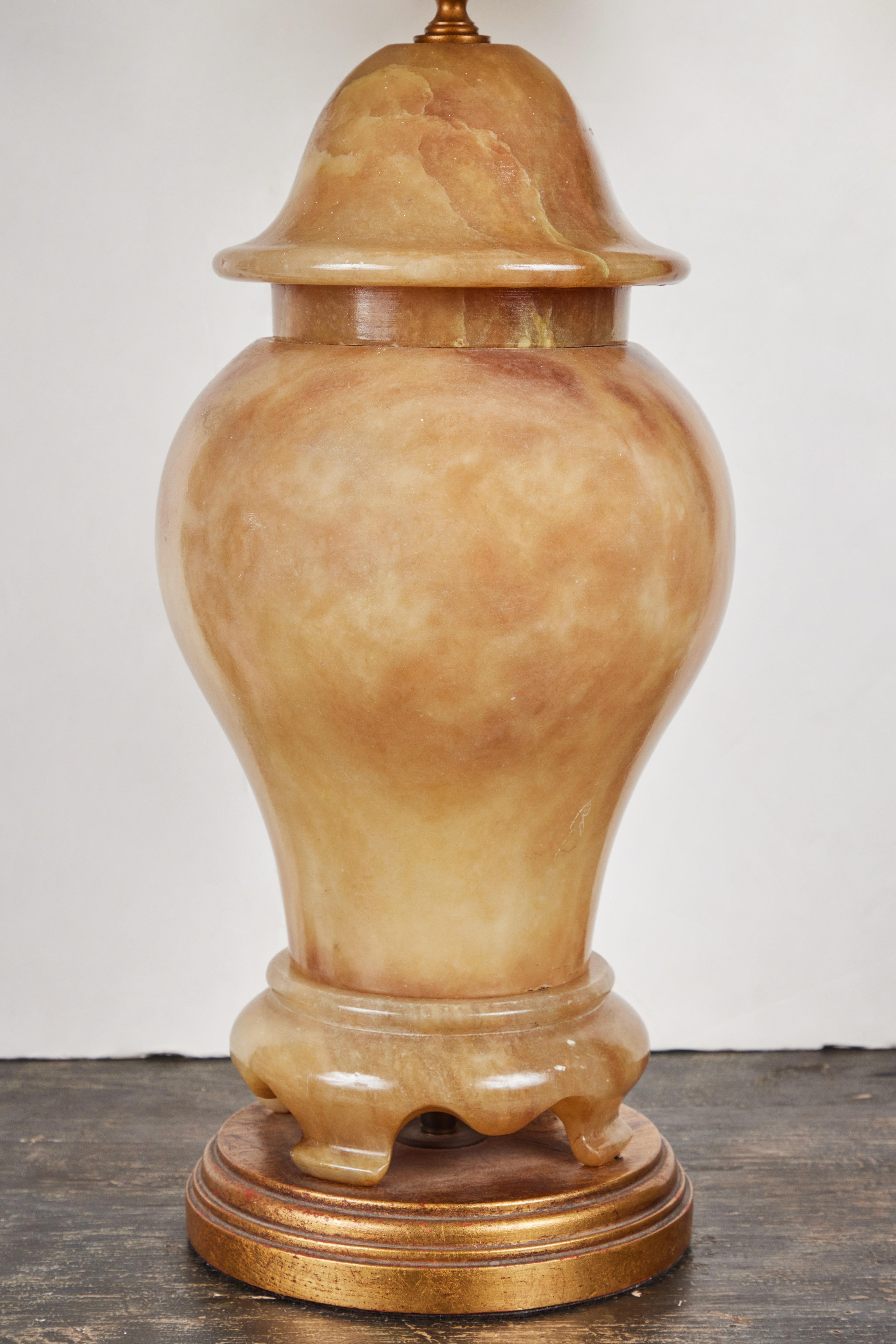 American Urn-Form Alabaster Table Lamps