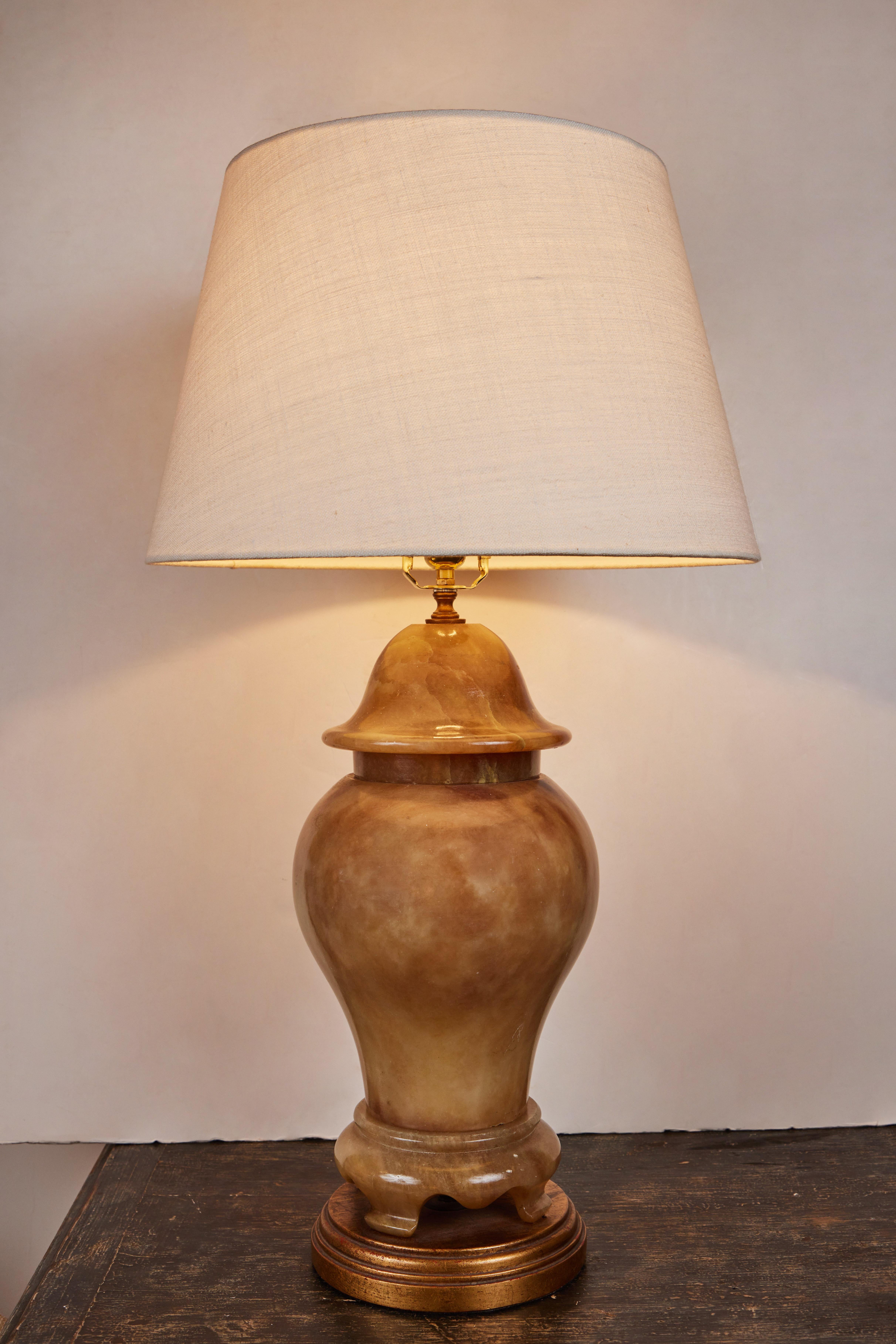 Urn-Form Alabaster Table Lamps In Good Condition For Sale In Newport Beach, CA