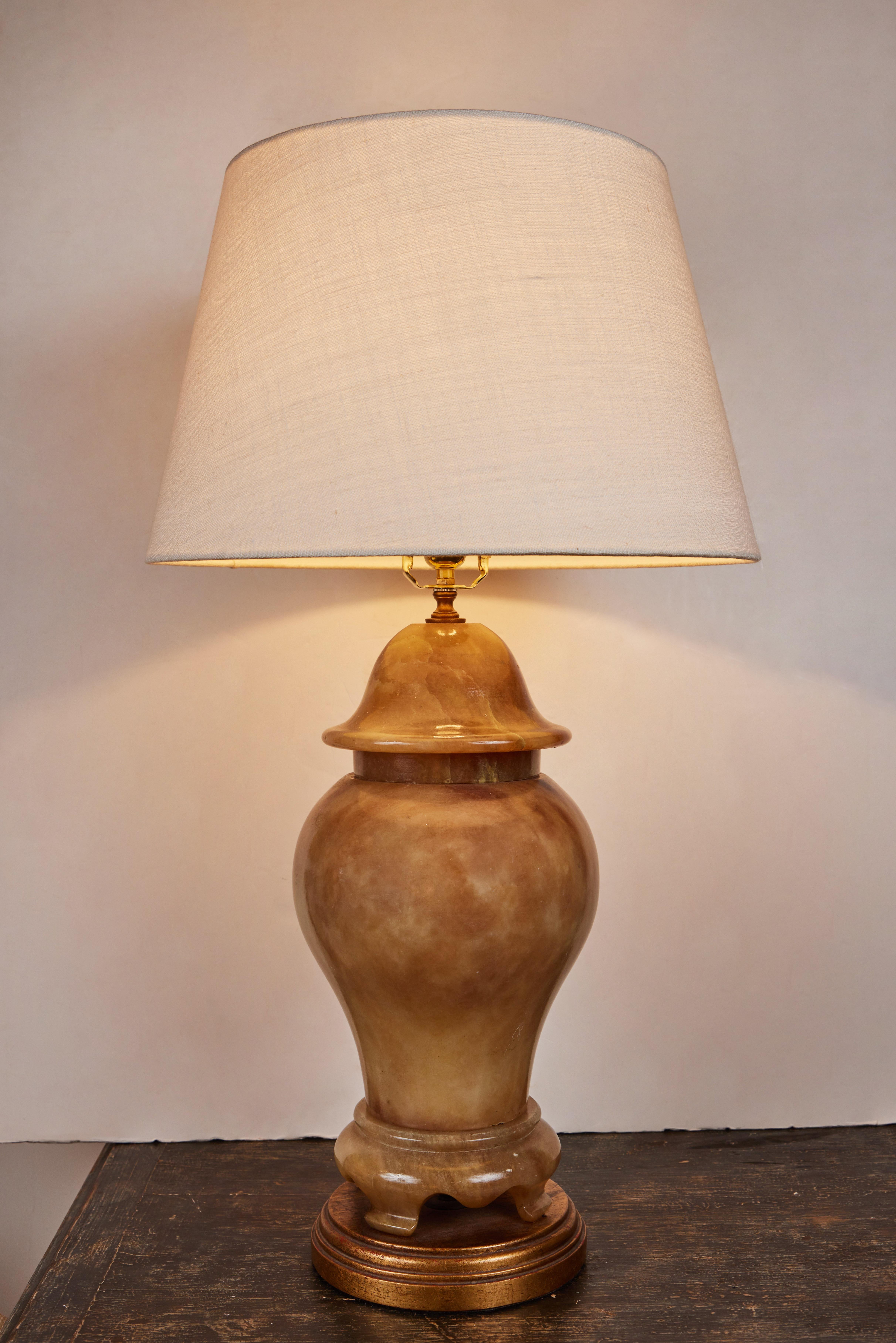 Urn-Form Alabaster Table Lamps In Good Condition In Los Angeles, CA