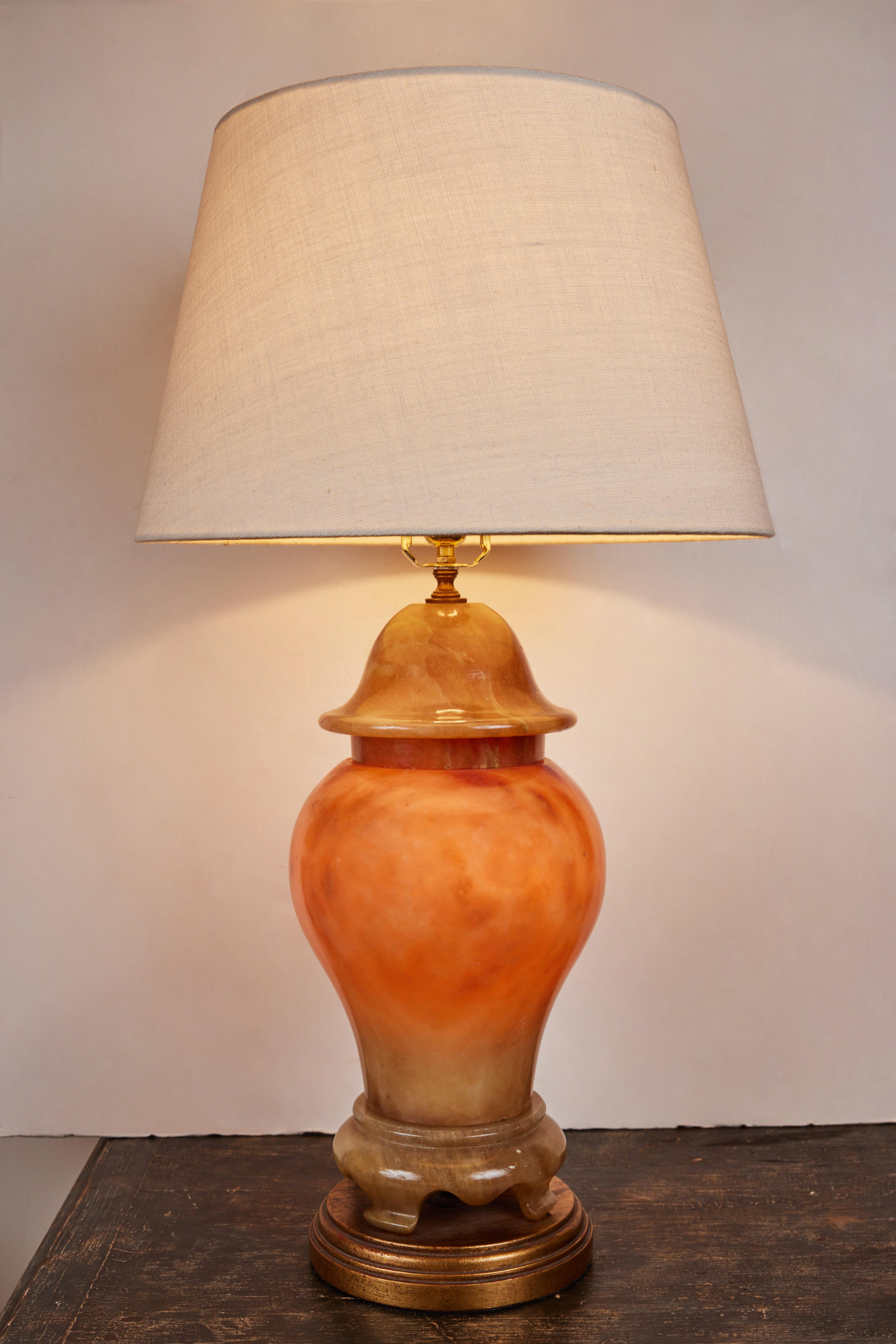 20th Century Urn-Form Alabaster Table Lamps For Sale