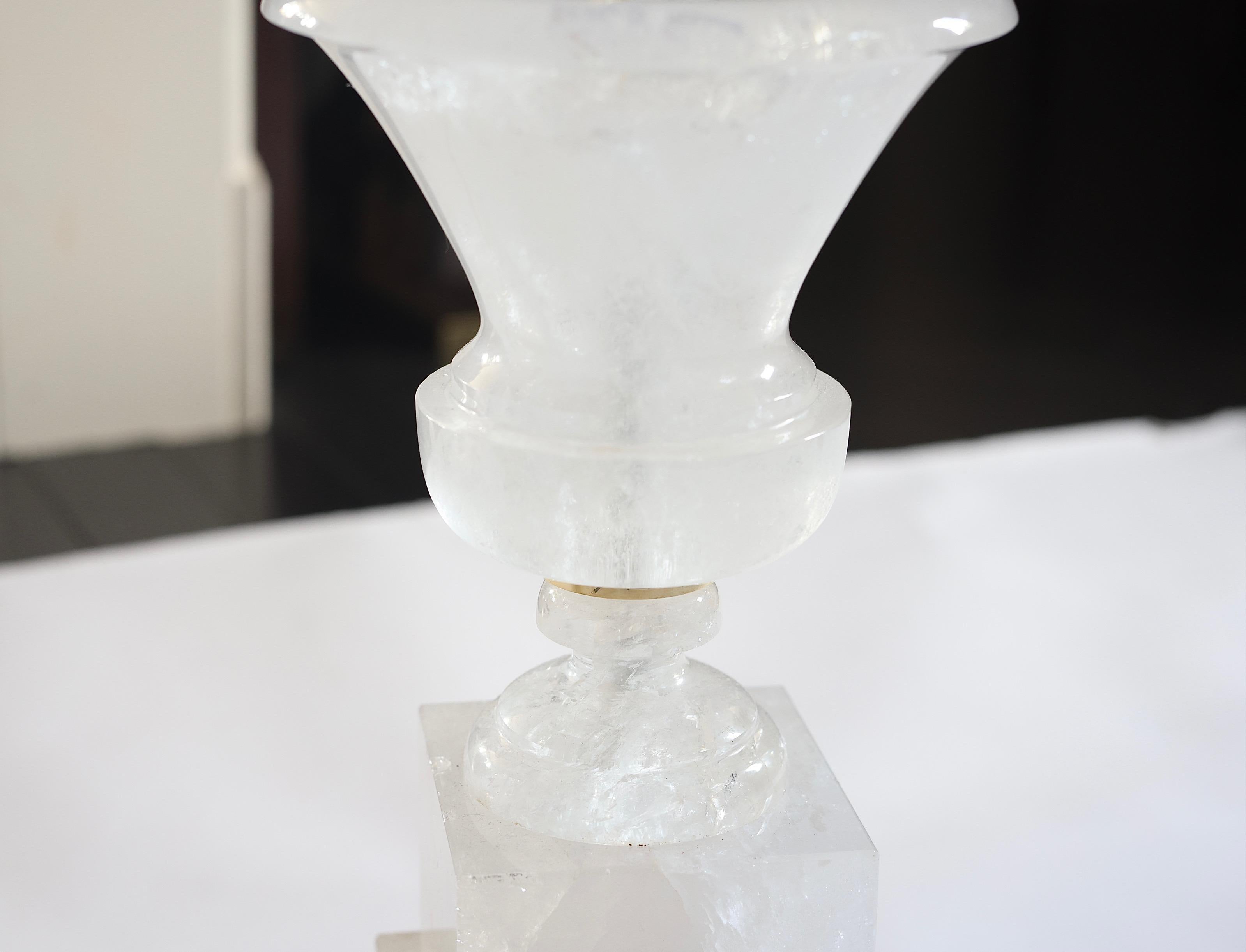 Classic Urn Form Rock Crystal Lamps by Phoenix  In Excellent Condition For Sale In New York, NY