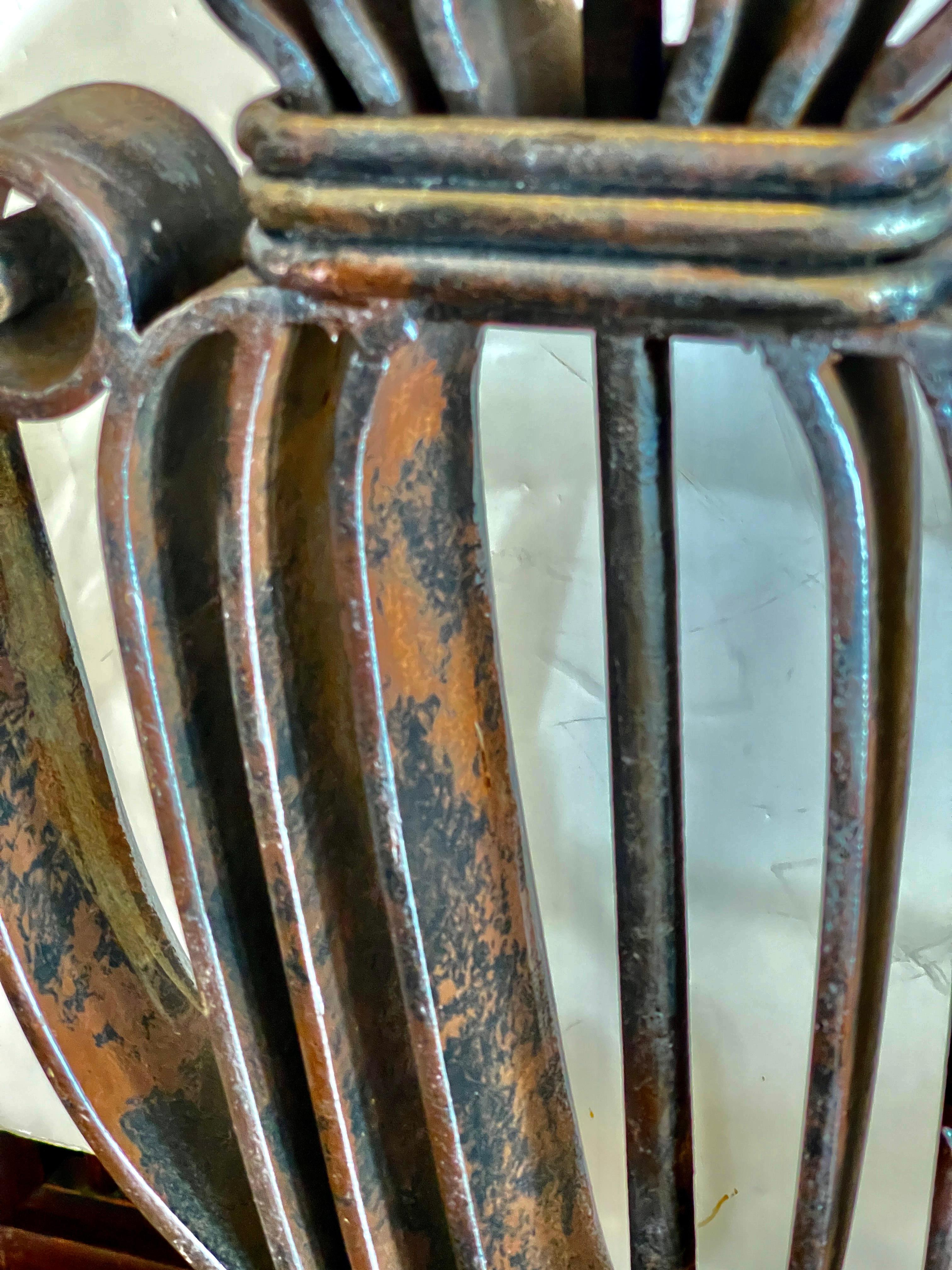 Rare Wrought IronWith  Polished Metal Shade Table Lamp,  France, 1940s For Sale 7