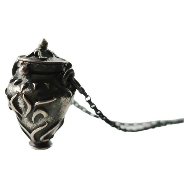 Urn Pendant Vessel in Sterling Silver For Sale