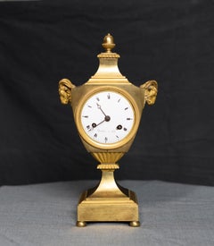 Urn Shaped Louis XVI Period Gilt Bronze Rams Head Clock