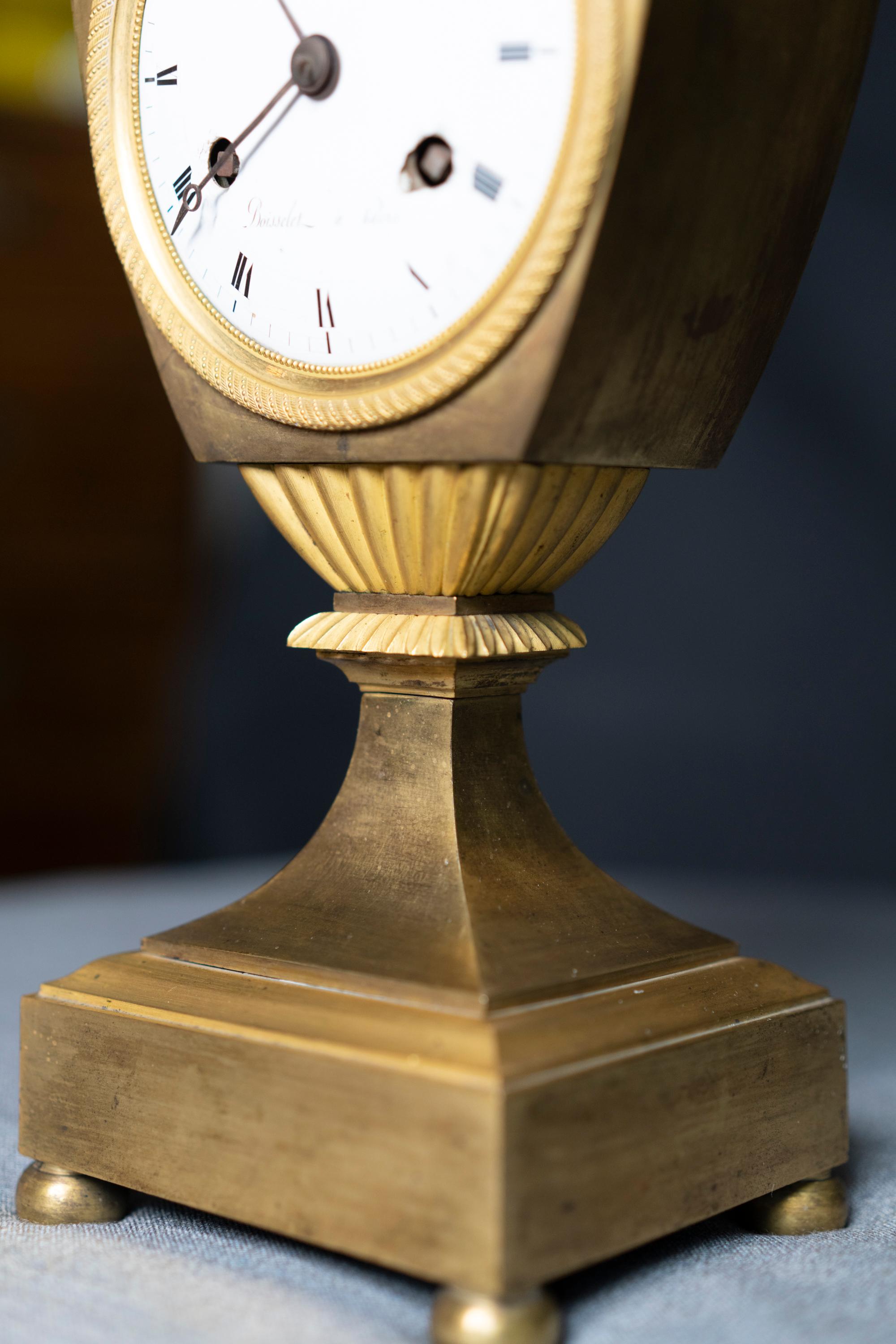 Urn Shaped Louis XVI Period Gilt Bronze Rams Head Clock For Sale 2
