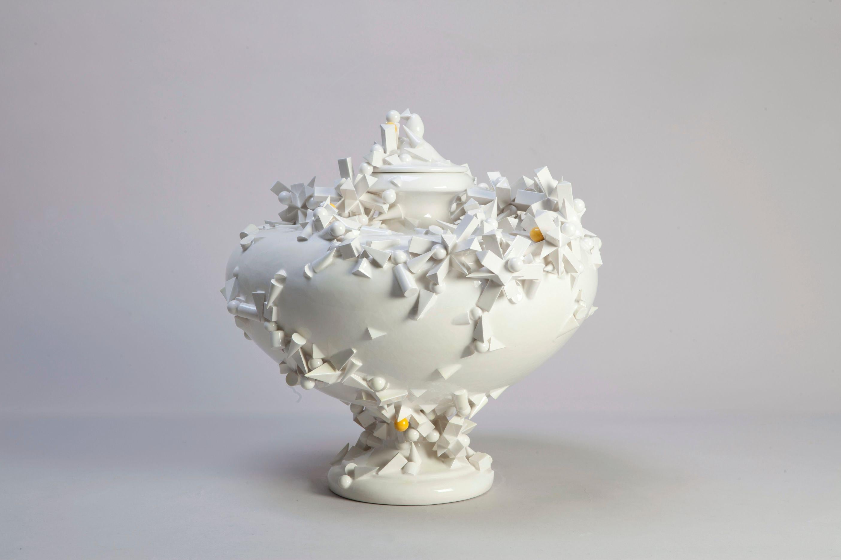 Italian Urn by Andrea Salvatori, White Ceramic Sculpture 21st Century Contemporary