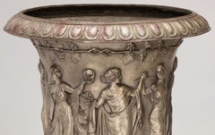 Large Antique Bronze Planter Urns, Medici Style, Pair