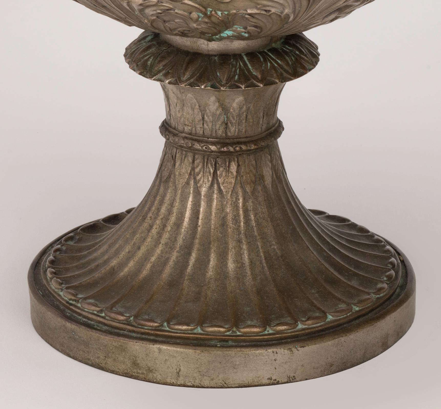 Italian Large Planter Urns, 19th Century Bronze Medici Style, Pair For Sale