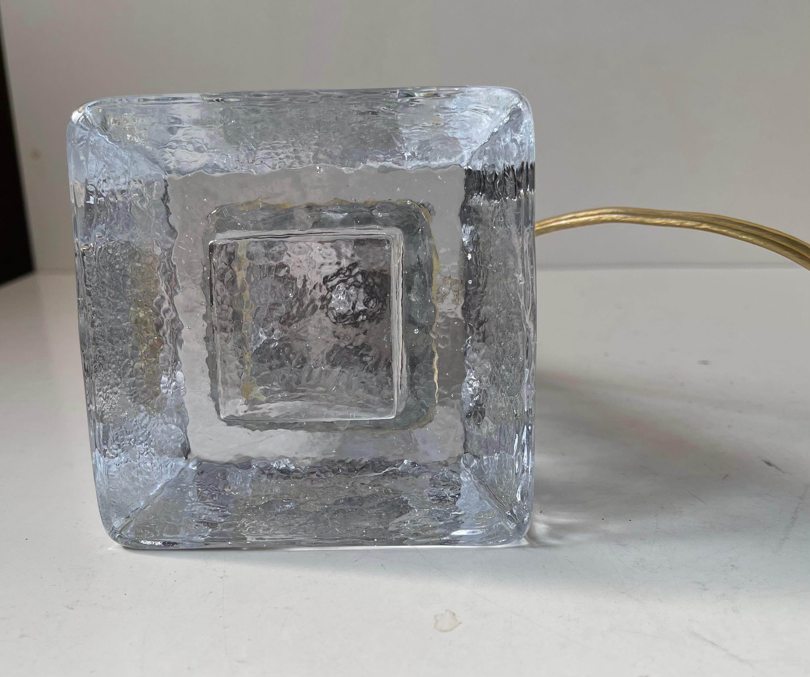 Urshult Glasbruk Sweden Midcentury Table Lamp in Ice Glass, 1960s For Sale 5