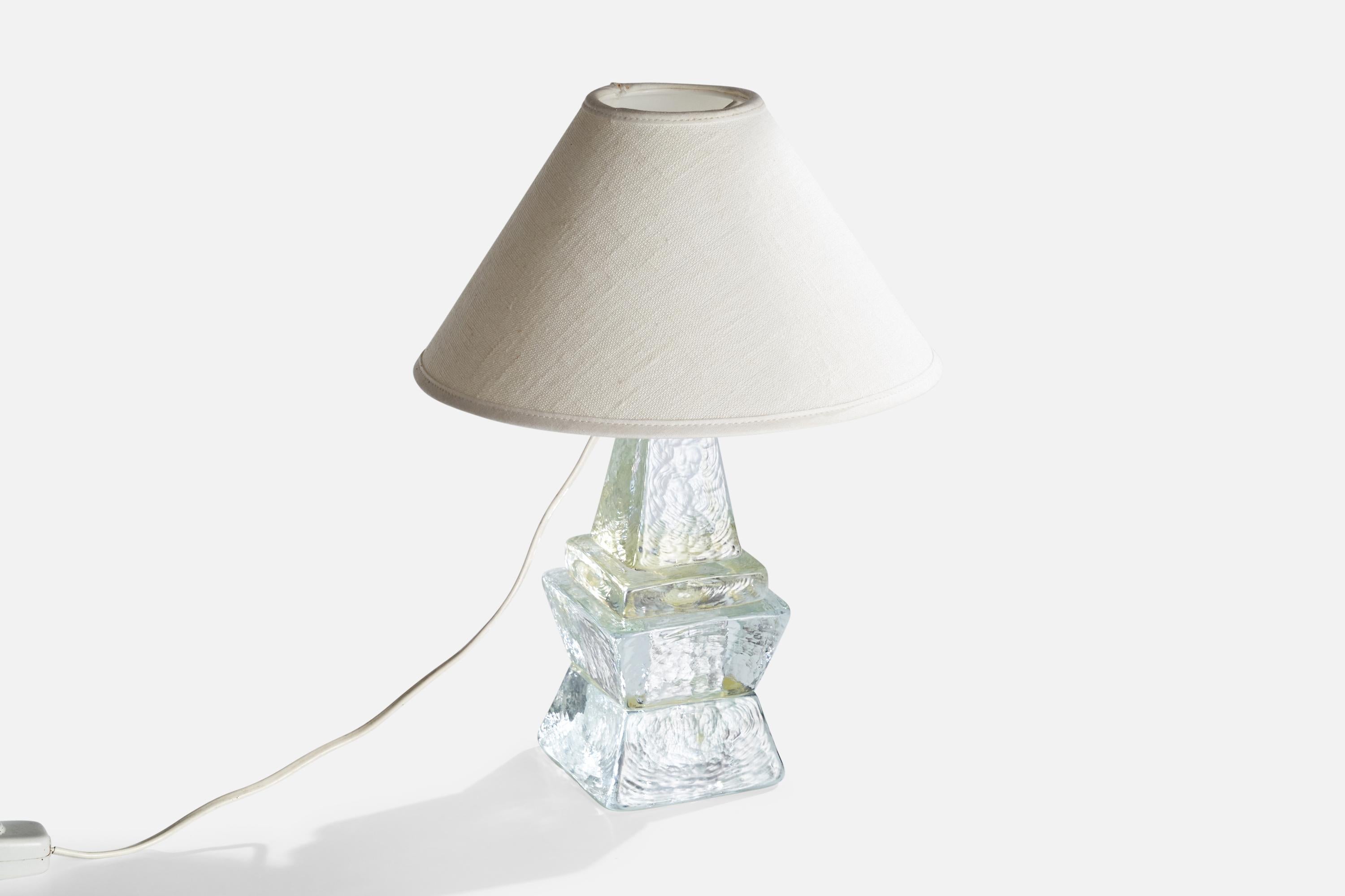 Swedish Urshult Glasbruk, Table Lamp, Glass, Sweden, 1960s